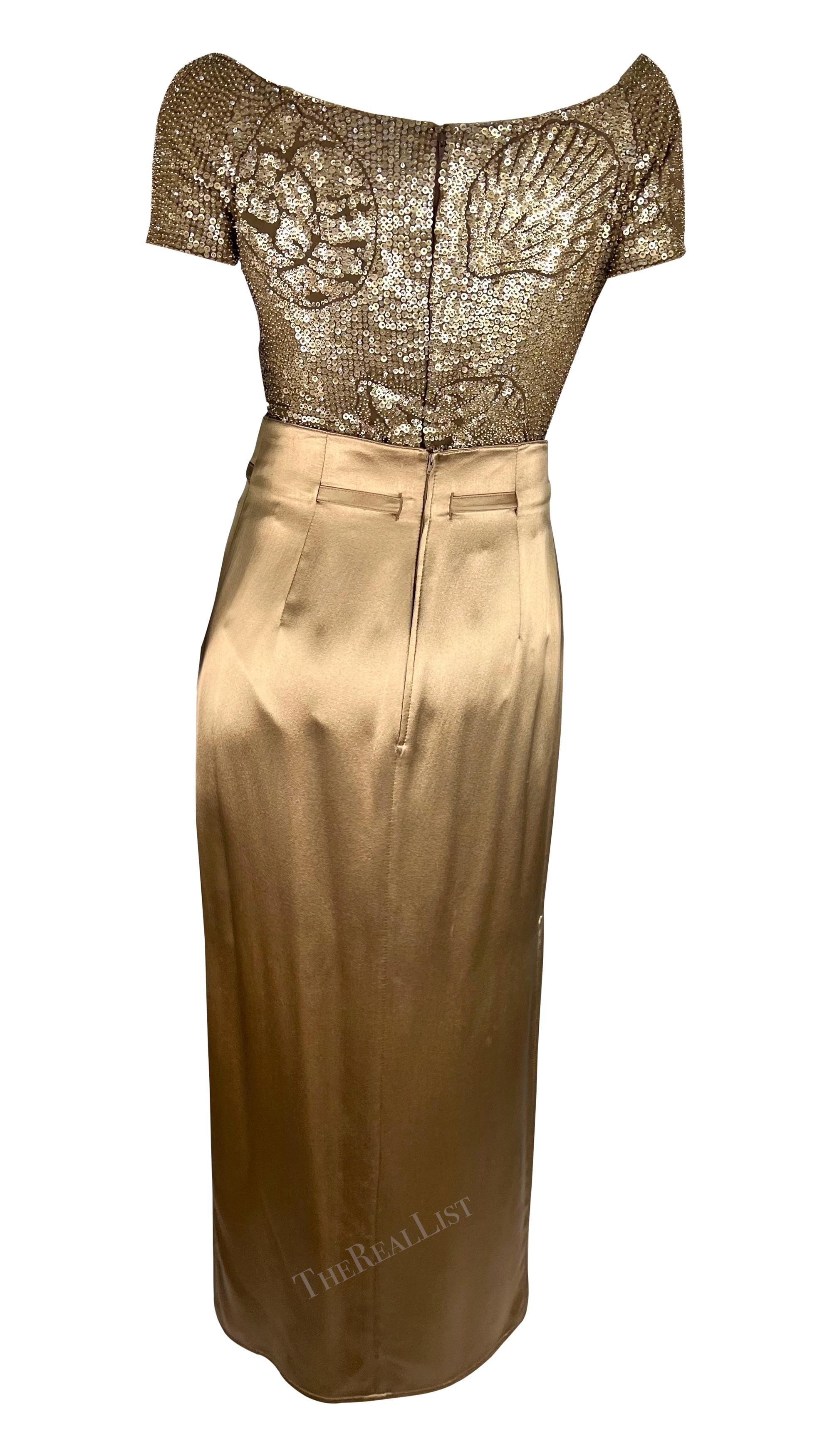 P/E 1996 Valentino Garavani Runway Set di perline e paillettes, body e gonna in raso in vendita 3