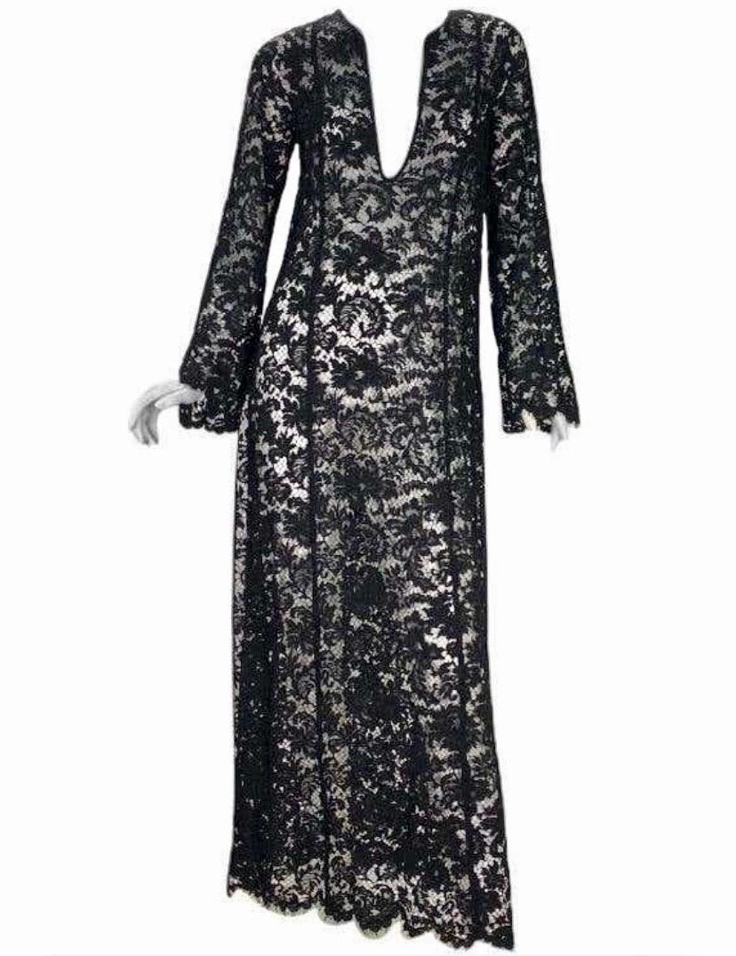 S/S 1996 Vintage Iconic Tom Ford for Gucci Black Lace Long Dress For Sale