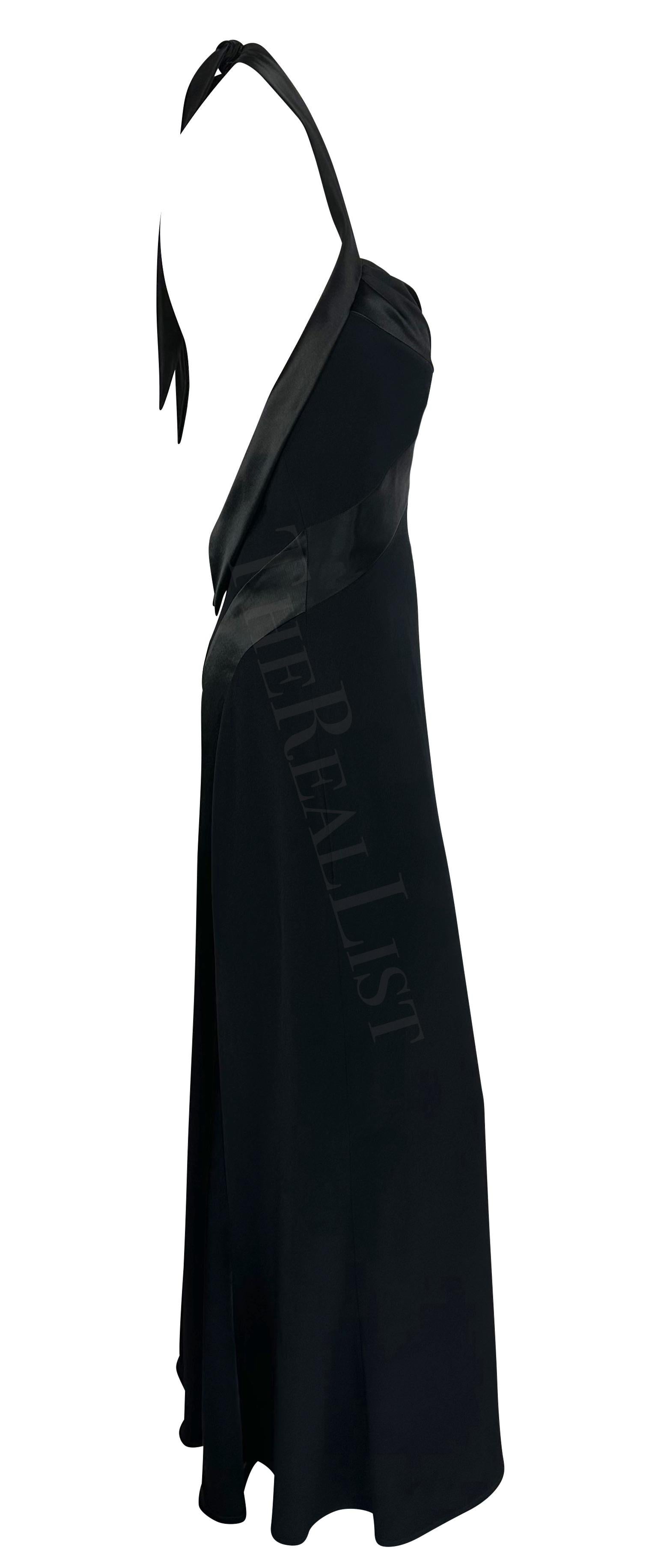 S/S 1997 Bob Mackie Runway Black Halterneck Satin Panel Backless Gown For Sale 5