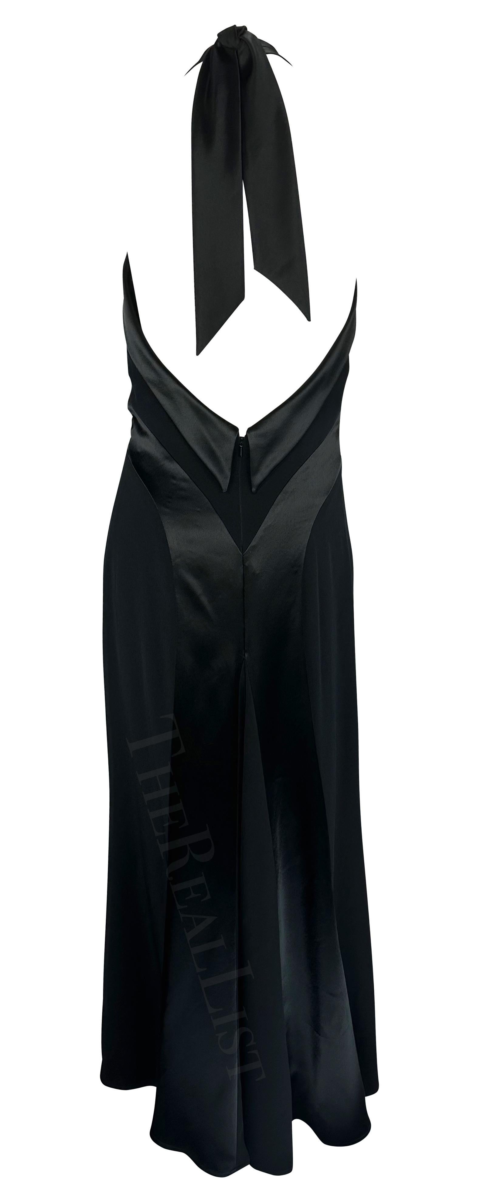 S/S 1997 Bob Mackie Runway Black Halterneck Satin Panel Backless Gown For Sale 3