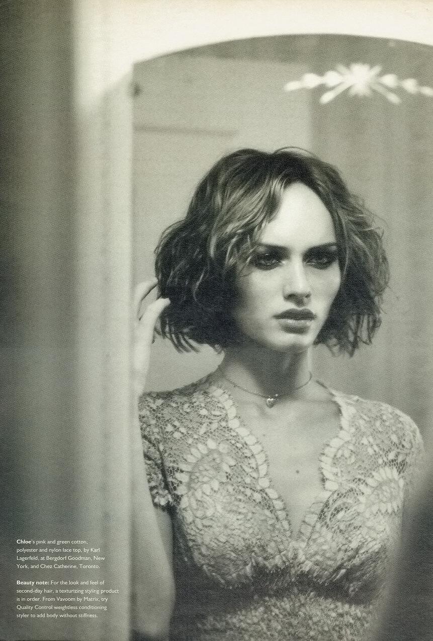 From Chloé’s Spring/Summer 1997 collection by Karl Lagerfeld, this sheer lace and silk set showcases delicate craftsmanship in soft pink and marigold tones. Featured on the season's runway and in W Magazine's 'Oklahoma' editorial on Tulsa native