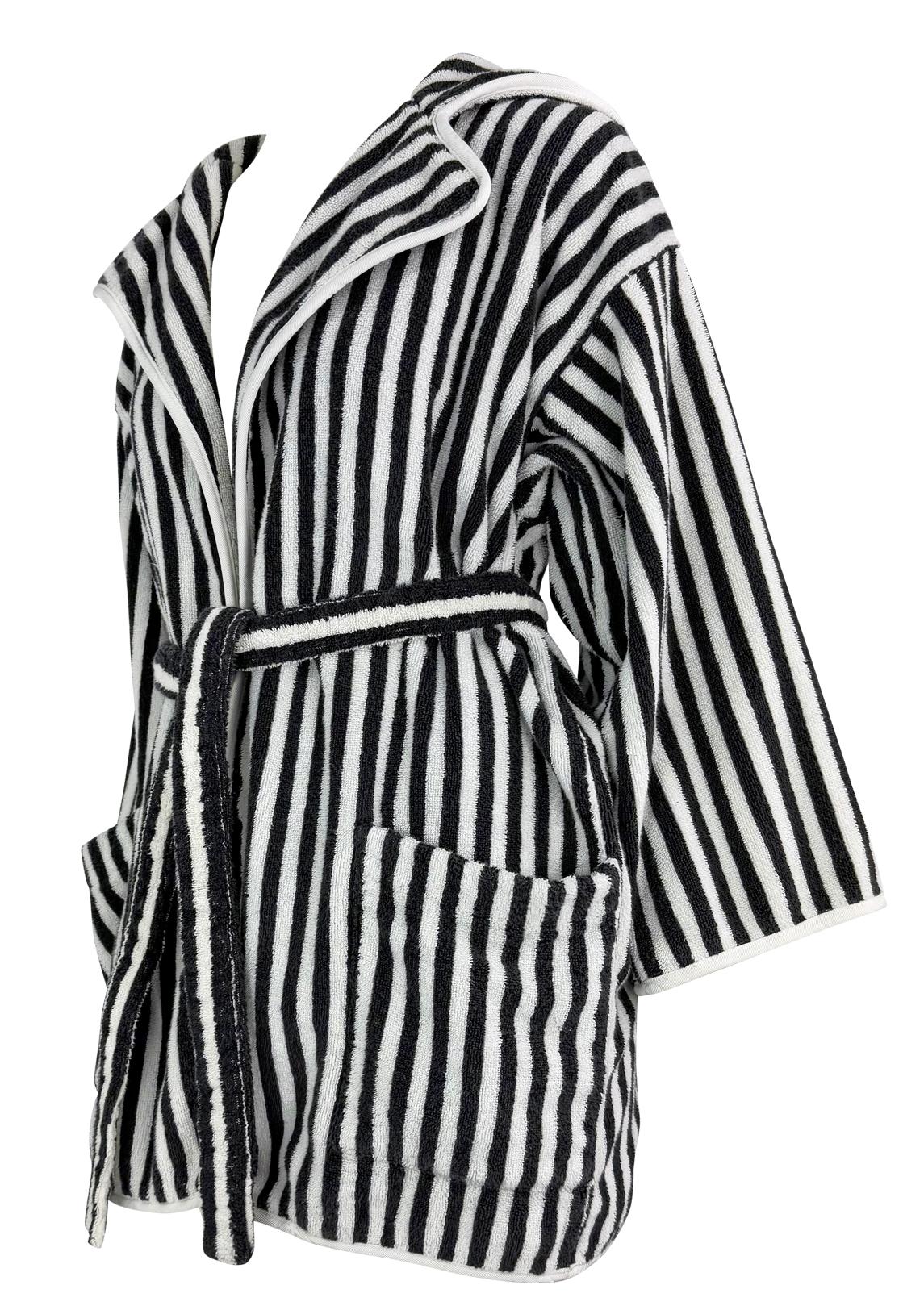 S/S 1997 Christian Dior by Gianfranco Ferré CD Striped Terrycloth Hooded Robe For Sale 1