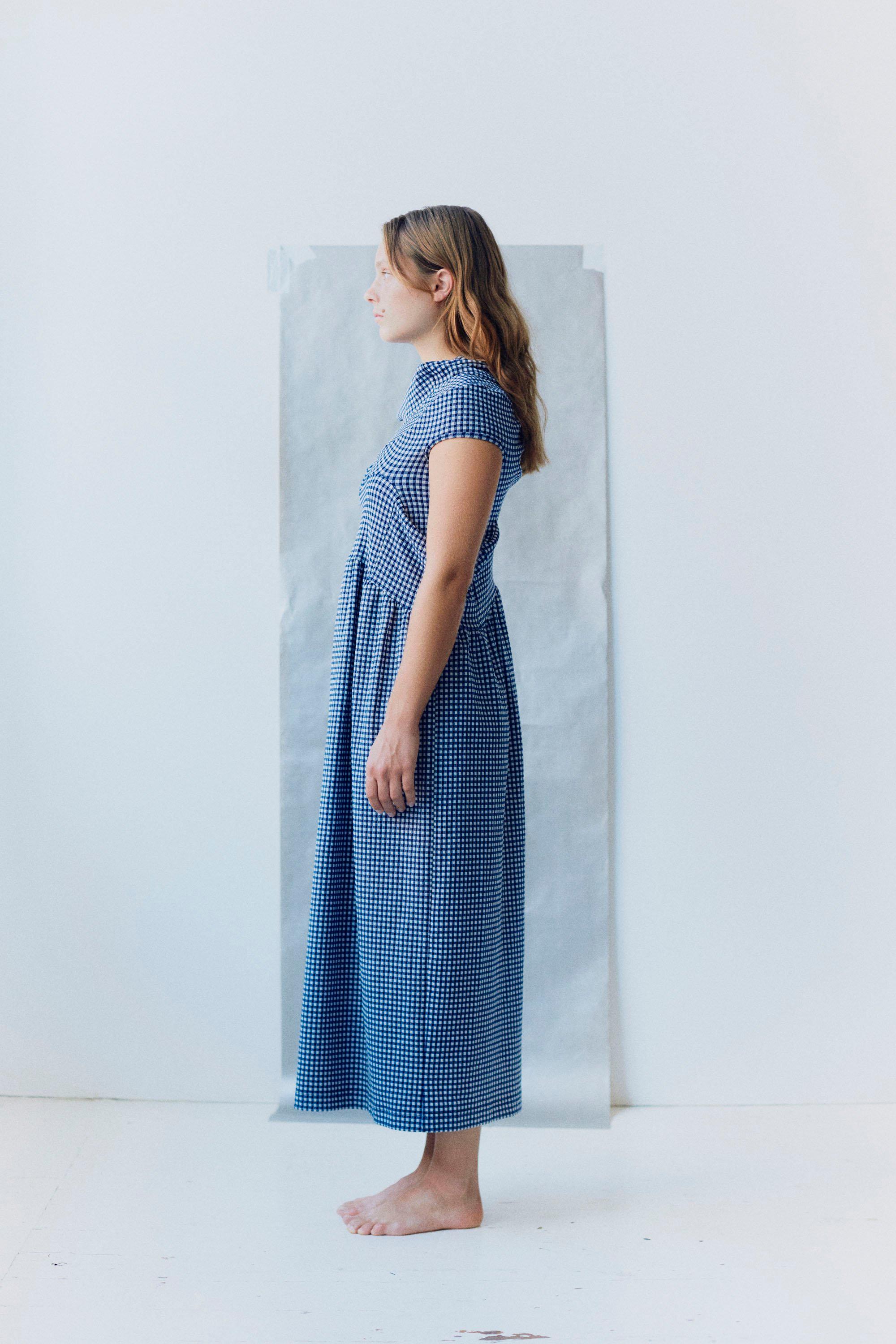 Gray S/S 1997 Comme des Garcons 'Lumps and Bumps' blue gingham Dress For Sale
