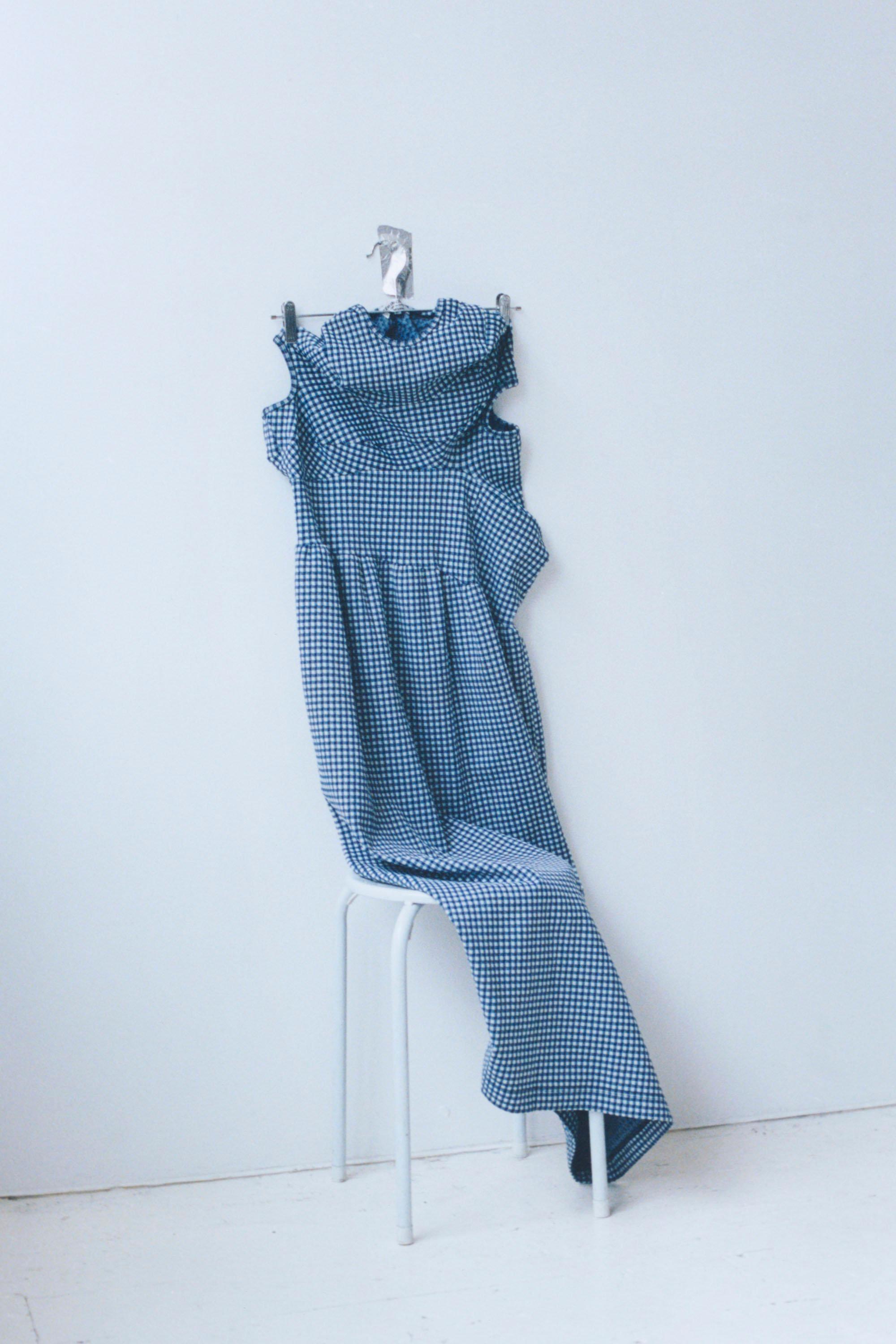 S/S 1997 Comme des Garcons 'Lumps and Bumps' blue gingham Dress For Sale 1