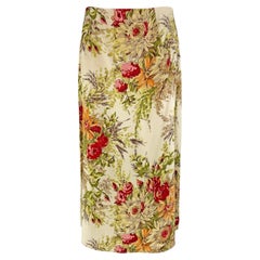 P/E 1997 Dolce & Gabbana - Gonna midi in raso beige con stampa floreale