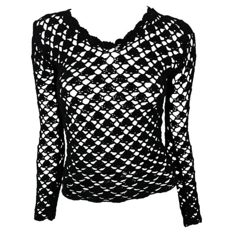 S/S 1997 Dolce & Gabbana - Top de pull en crochet noir et transparent