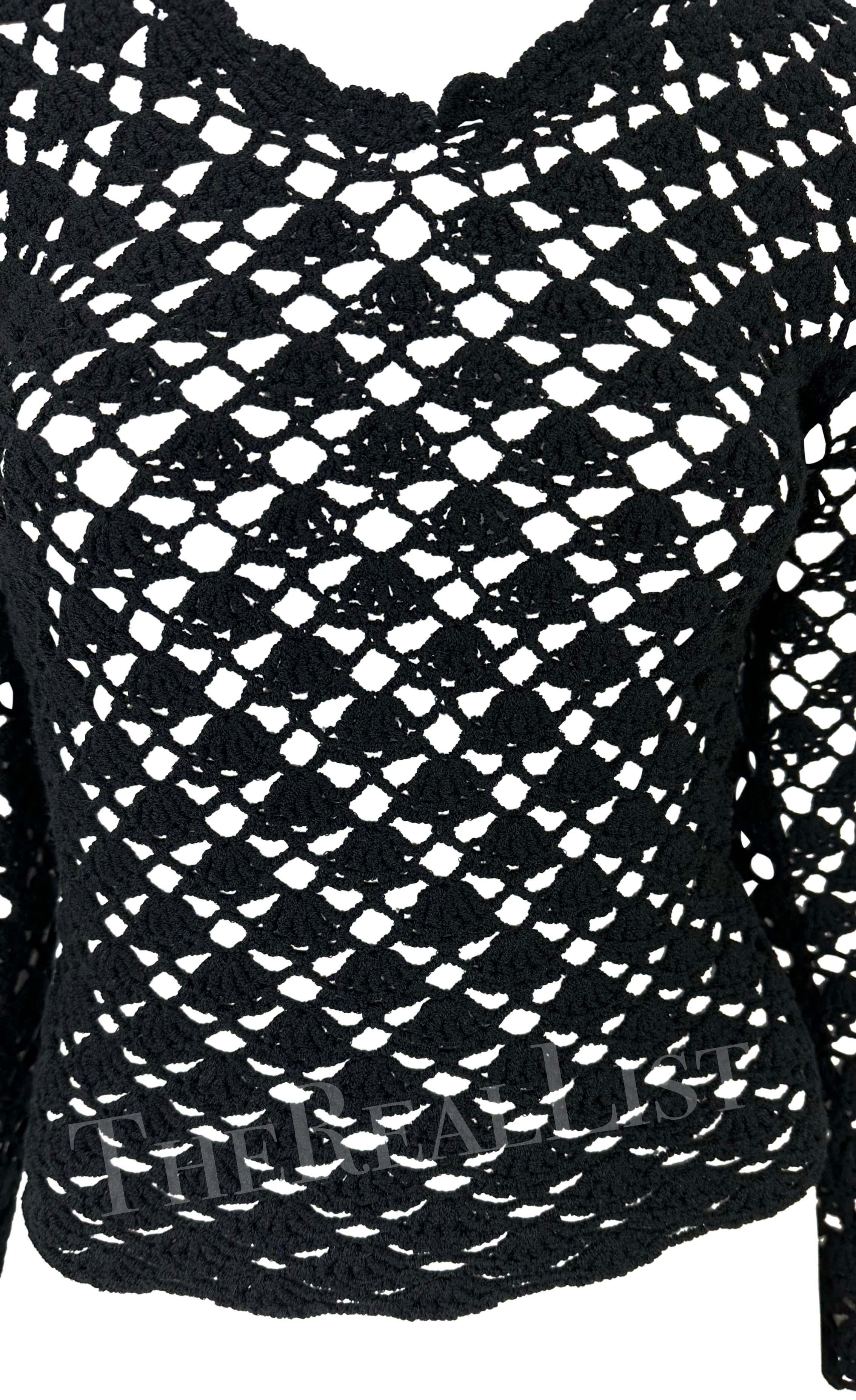 S/S 1997 Dolce & Gabbana - Top de pull en crochet noir et transparent Excellent état - En vente à West Hollywood, CA