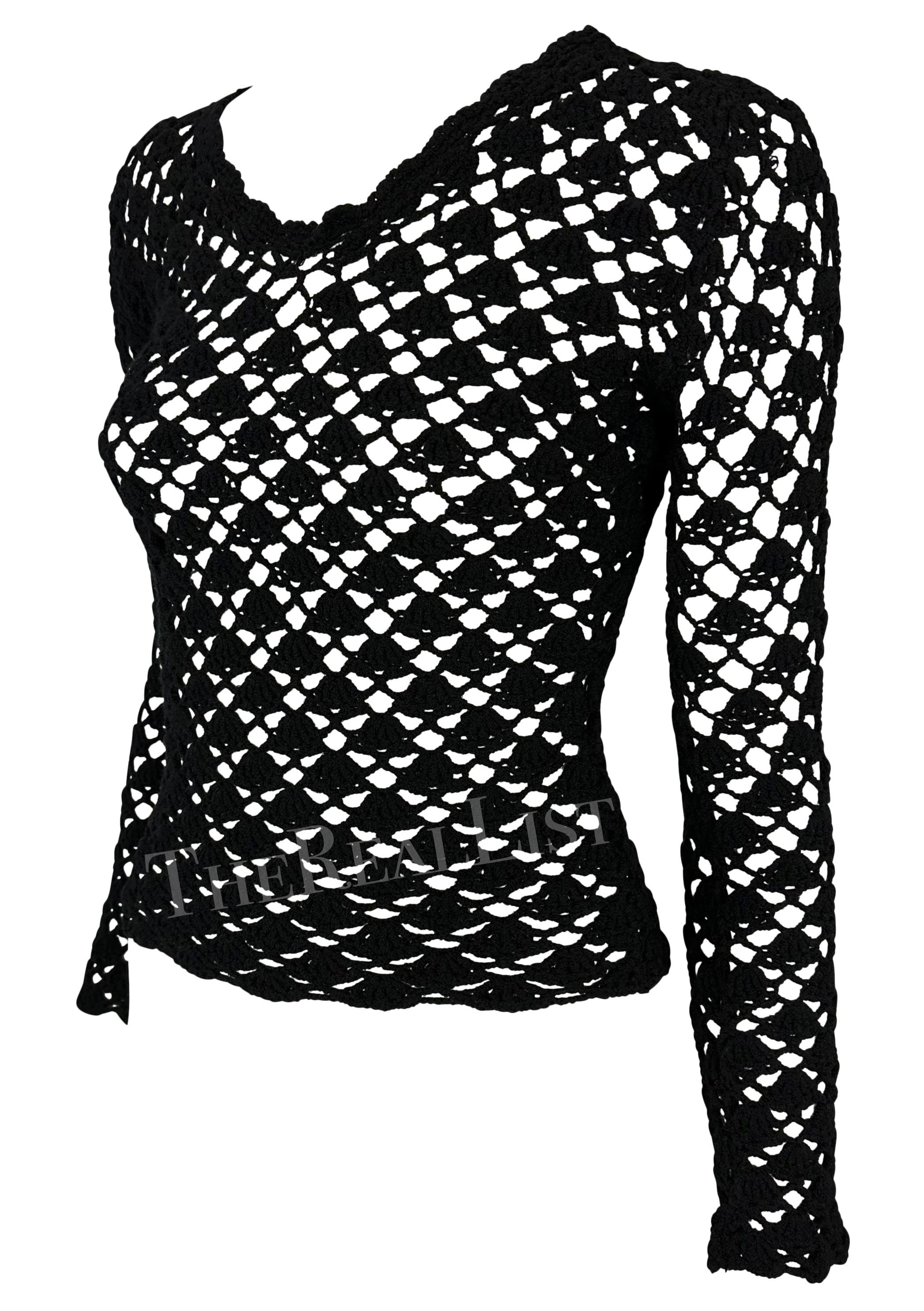 Women's S/S 1997 Dolce & Gabbana Black Crochet Sheer Sweater Top For Sale