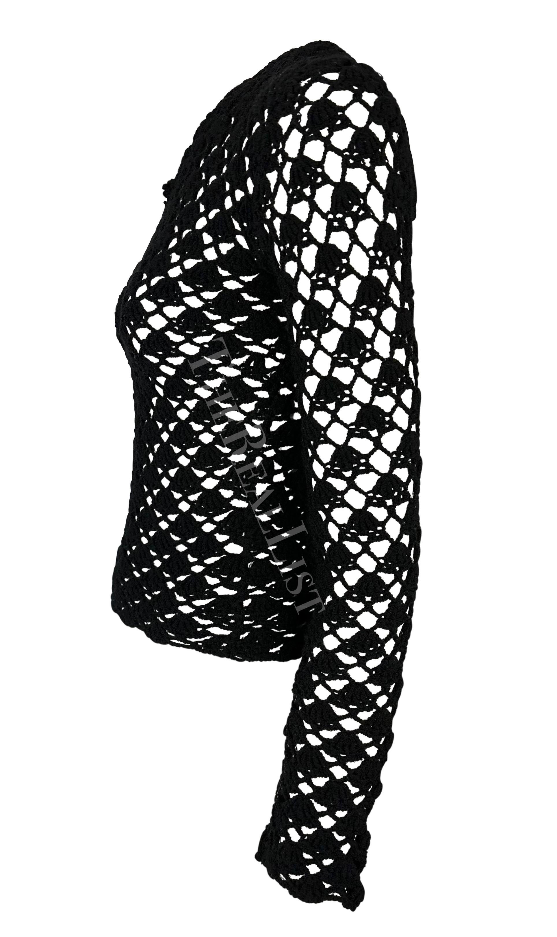 S/S 1997 Dolce & Gabbana Black Crochet Sheer Sweater Top For Sale 1