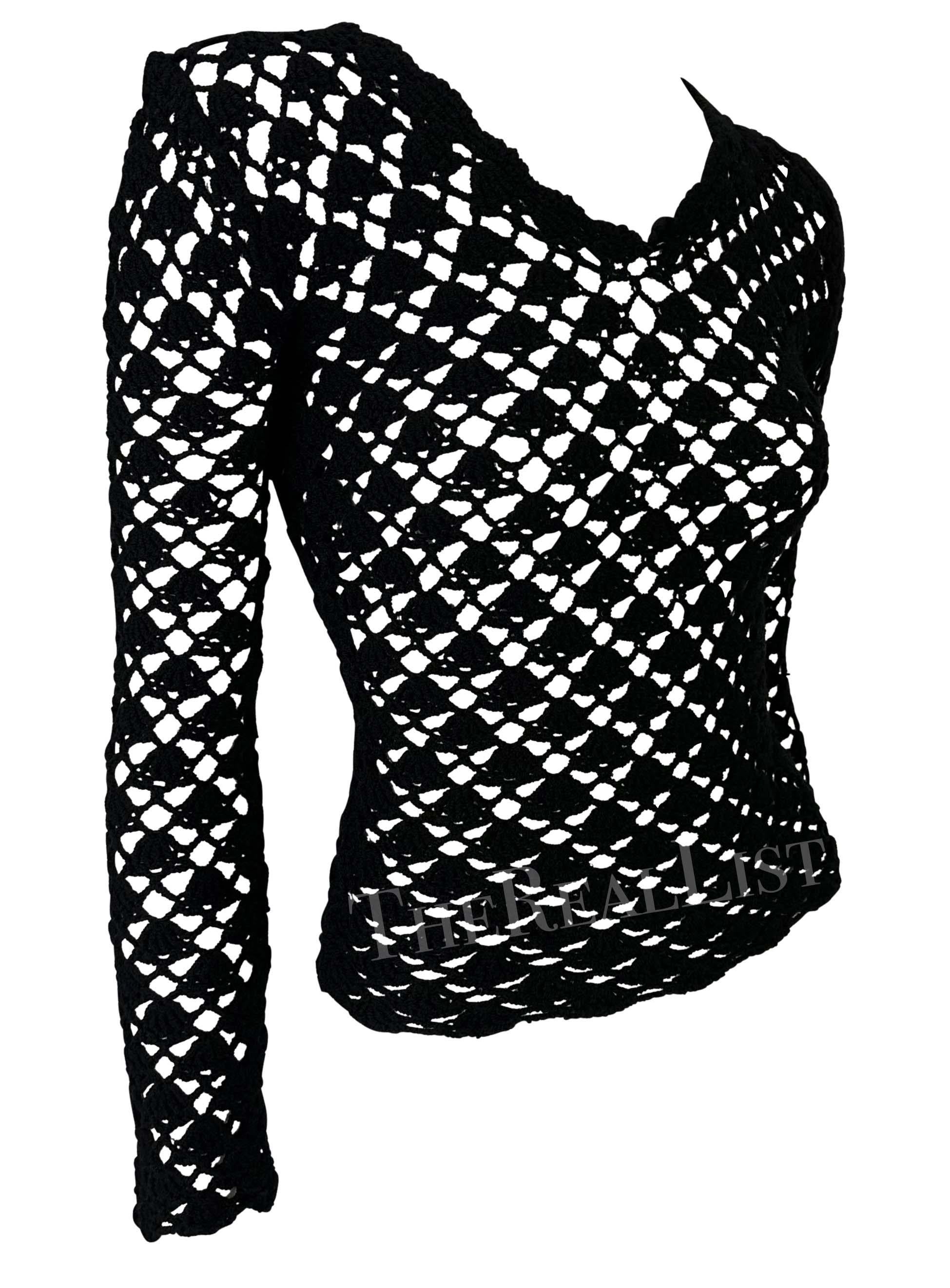 S/S 1997 Dolce & Gabbana Black Crochet Sheer Sweater Top For Sale 4