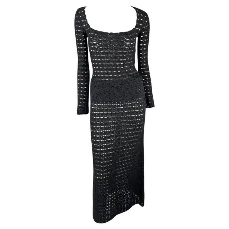 P/E 1997 Dolce & Gabbana - Maxi Gonna in maglia nera all'uncinetto - Gonna Top - Gonna Set