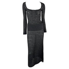 P/E 1997 Dolce & Gabbana - Maxi Gonna in maglia nera all'uncinetto - Gonna Top - Gonna Set
