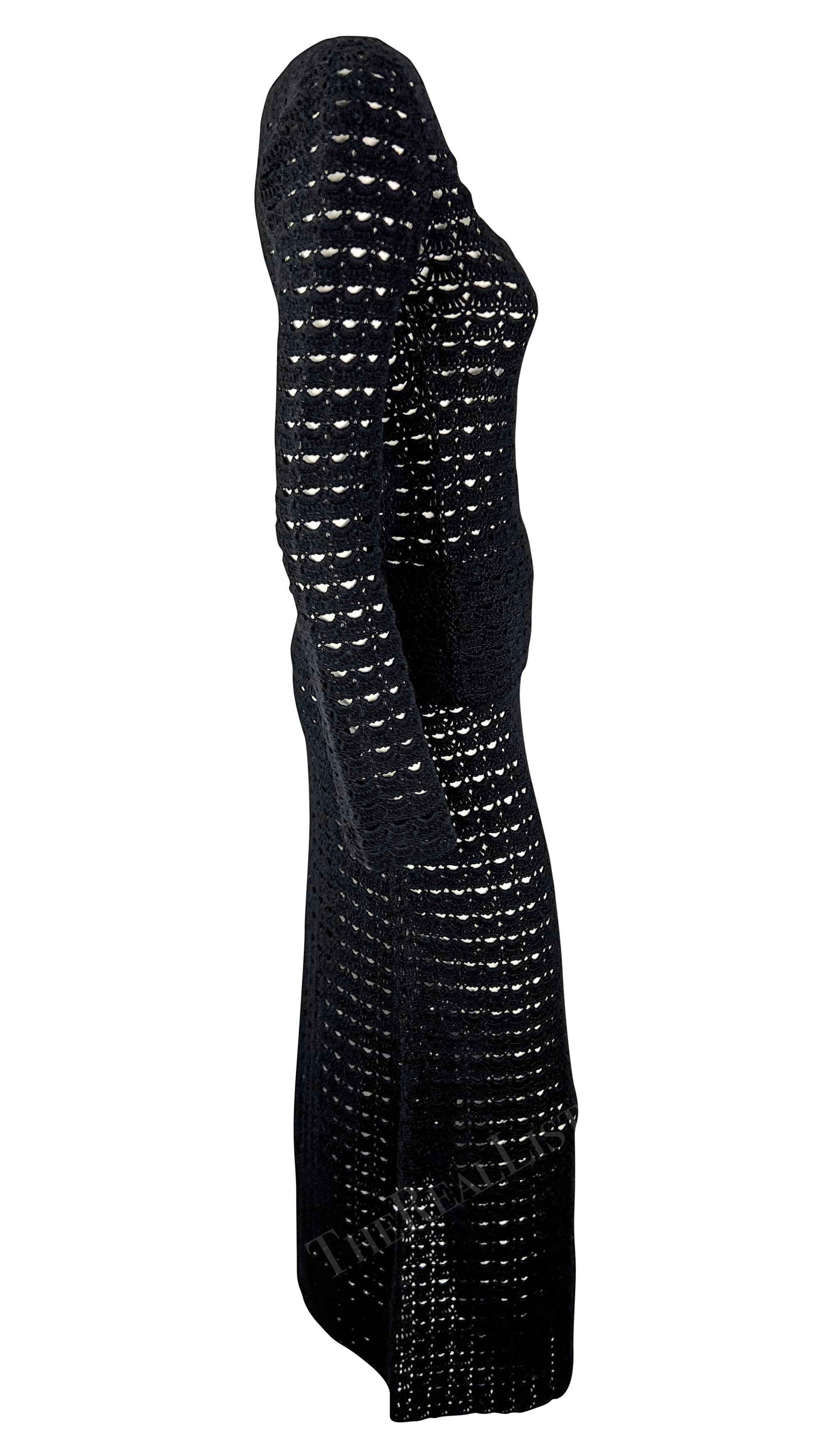 F/S 1997 Dolce & Gabbana Schwarzes gehäkeltes Maxirock-Top-Rock-Set aus Strick Damen im Angebot