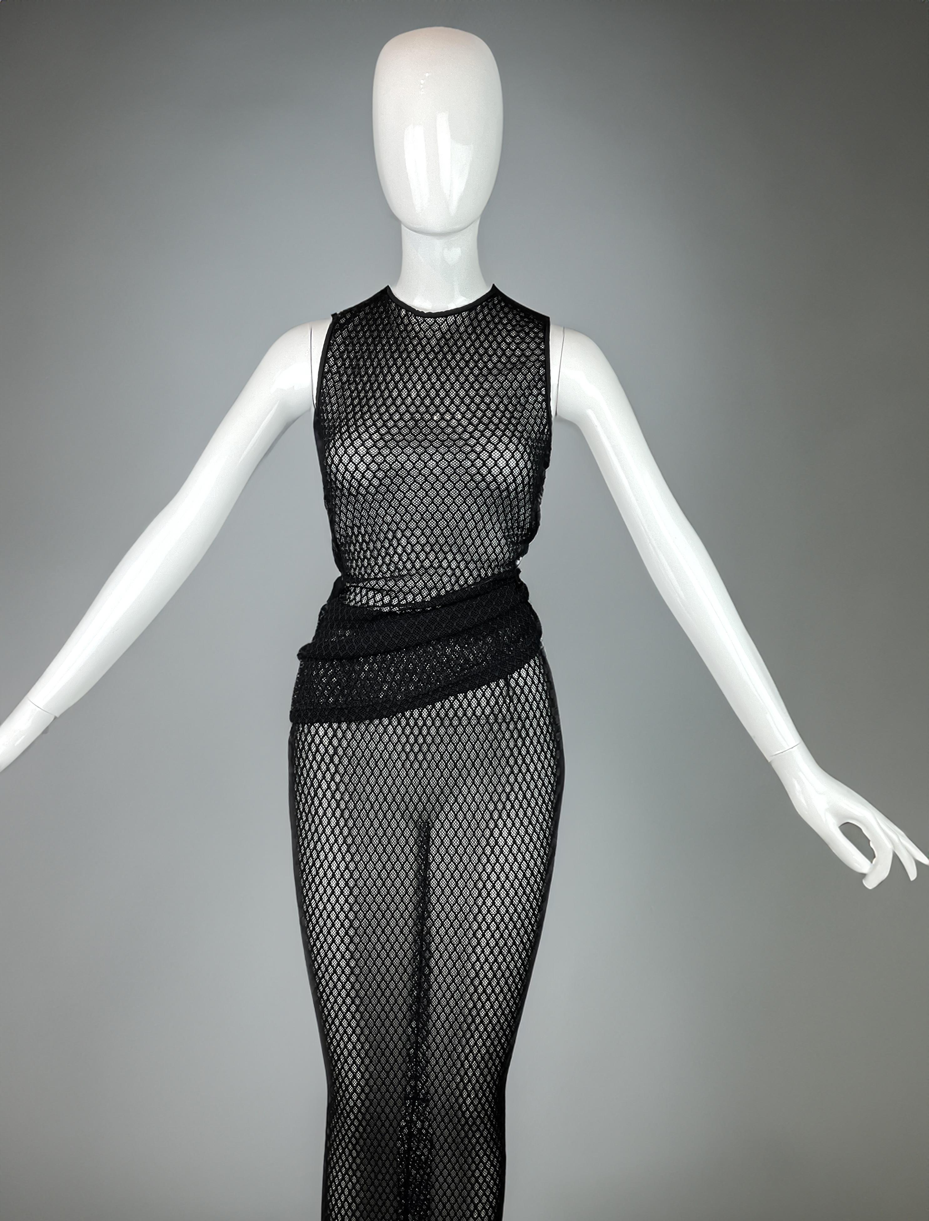 S/S 1997 Dolce & Gabbana Conjunto de 2 piezas de ganchillo negro transparente Vintage en Excelente estado para la venta en Baar, CH