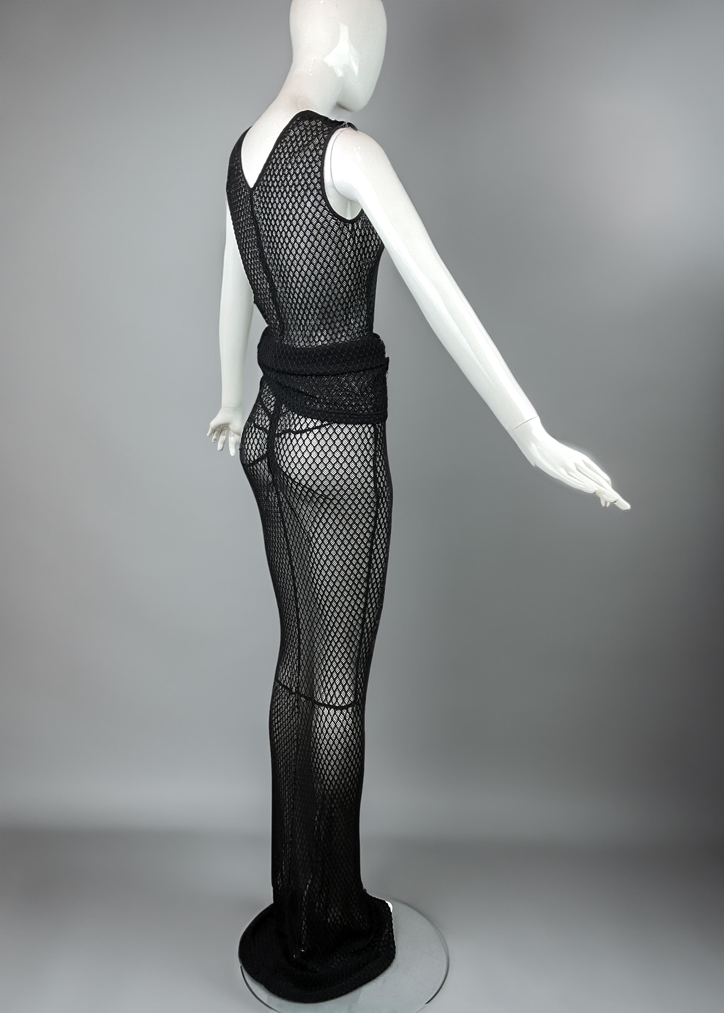 De las mujeres S/S 1997 Dolce & Gabbana Conjunto de 2 piezas de ganchillo negro transparente Vintage en venta
