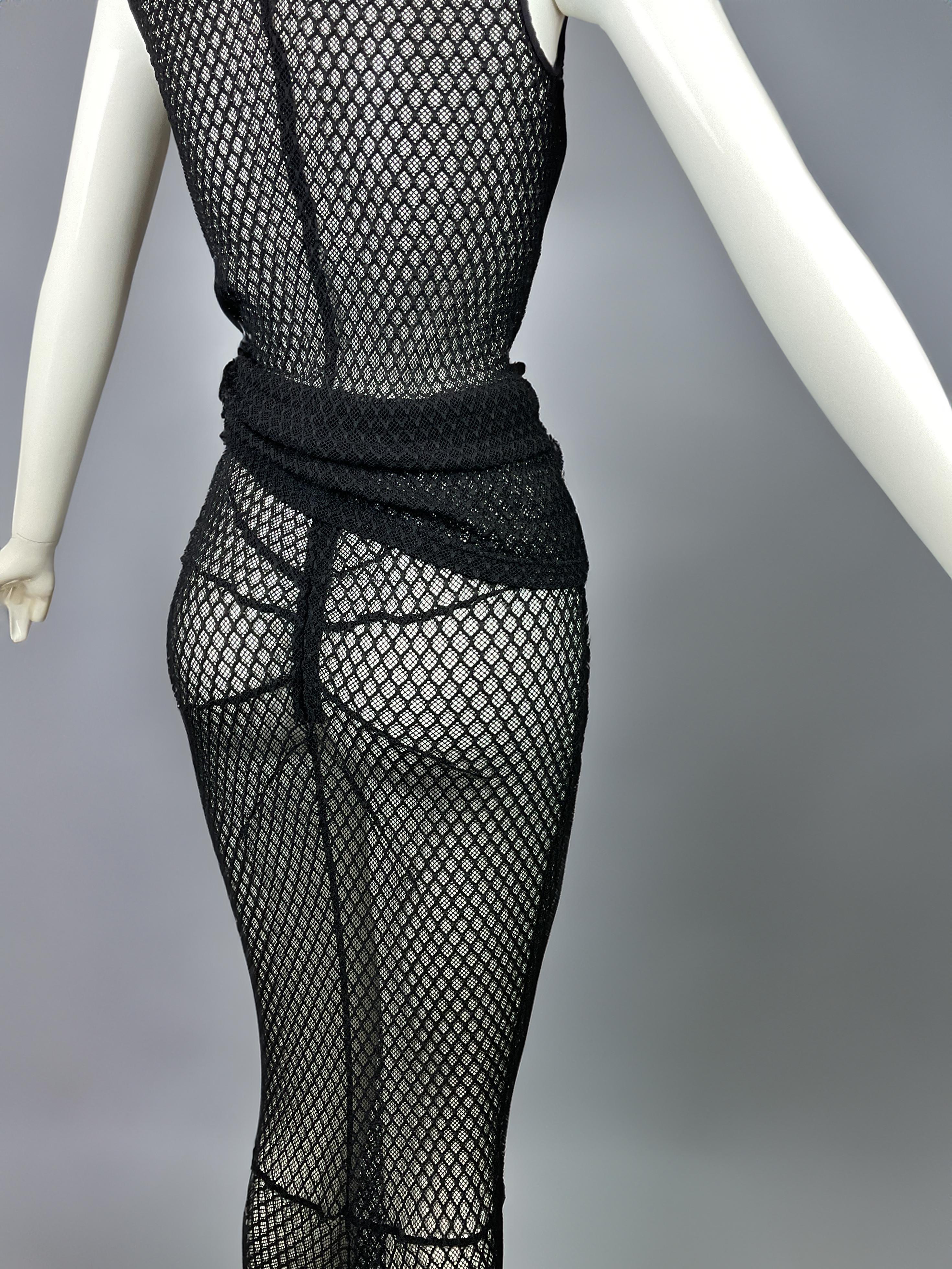 S/S 1997 Dolce & Gabbana Conjunto de 2 piezas de ganchillo negro transparente Vintage en venta 1