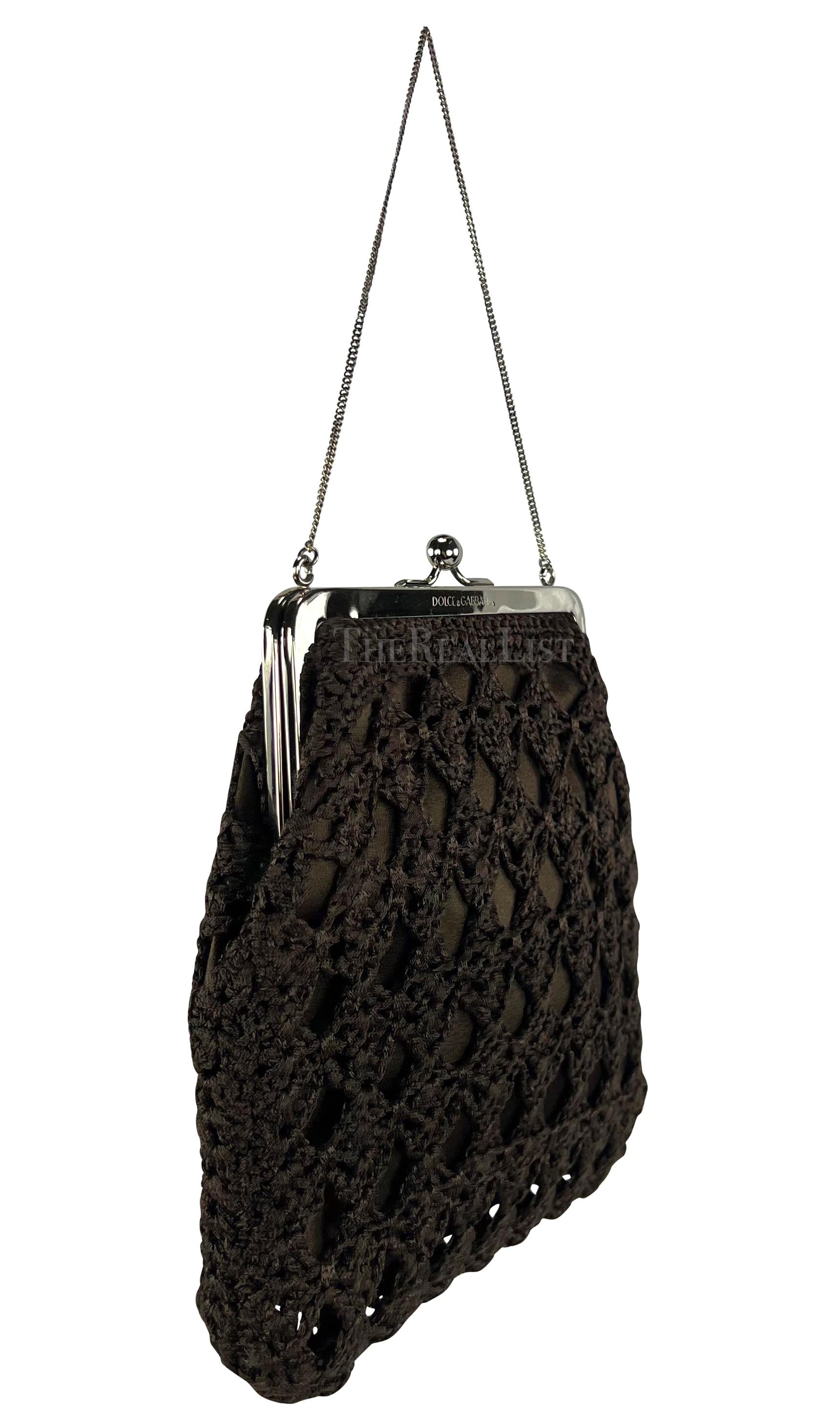 S/S 1997 Dolce & Gabbana Bown Crochet Clam Closure Mini Evening Bag For Sale 4