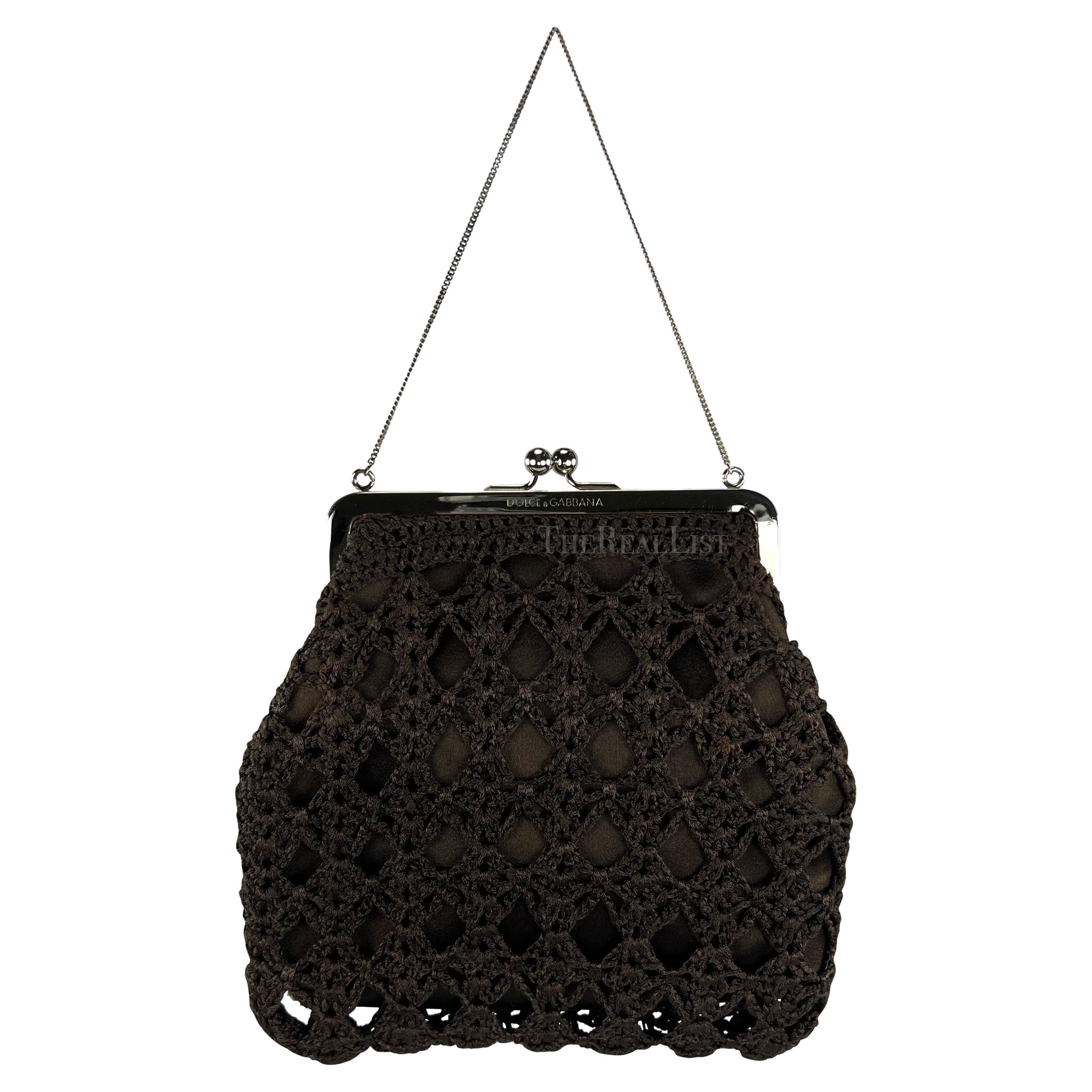 S/S 1997 Dolce & Gabbana Bown Crochet Clam Closure Mini Evening Bag For Sale