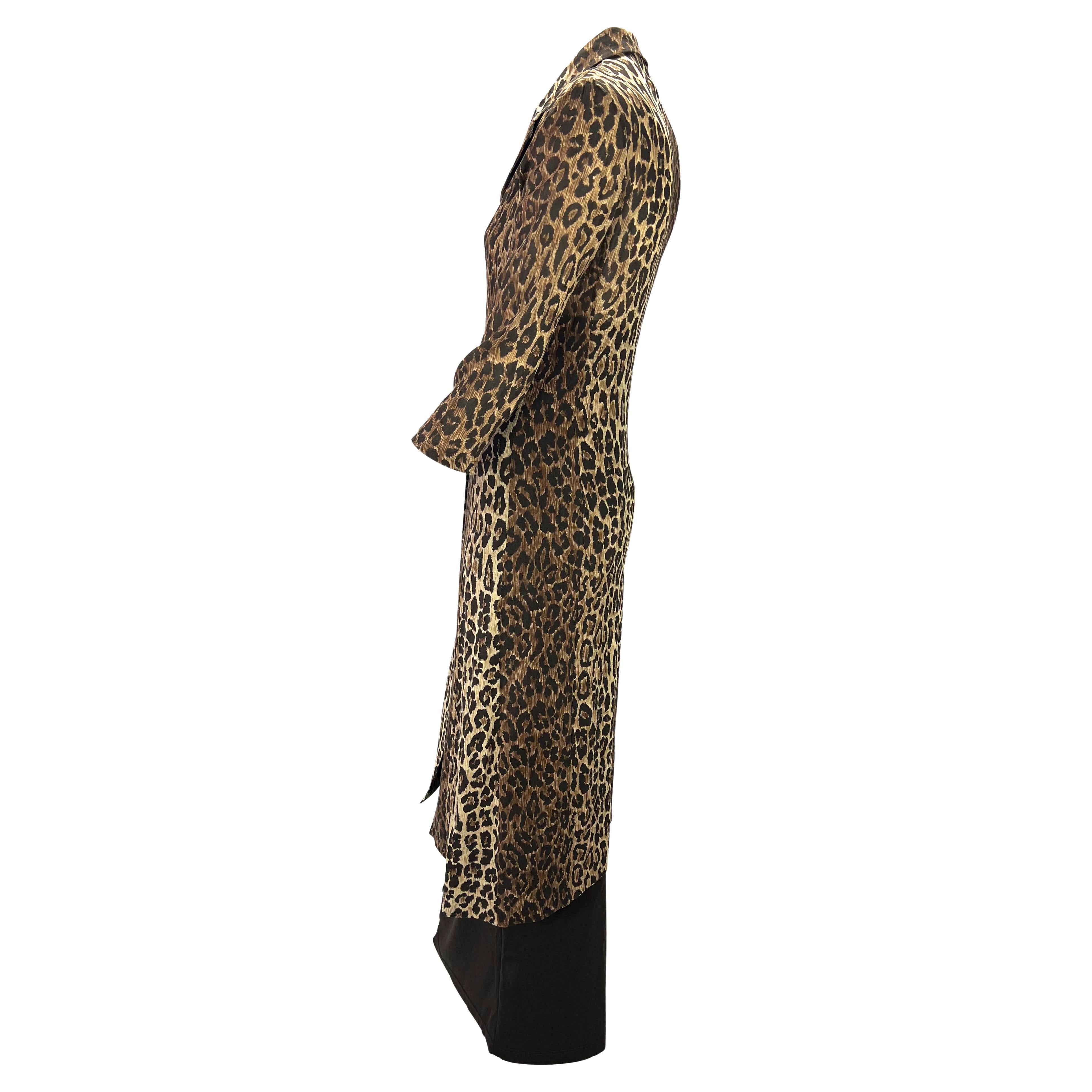 S/S 1997 Dolce & Gabbana Cheetah Print Sheer Cardigan High-Waisted Skirt Set For Sale 1