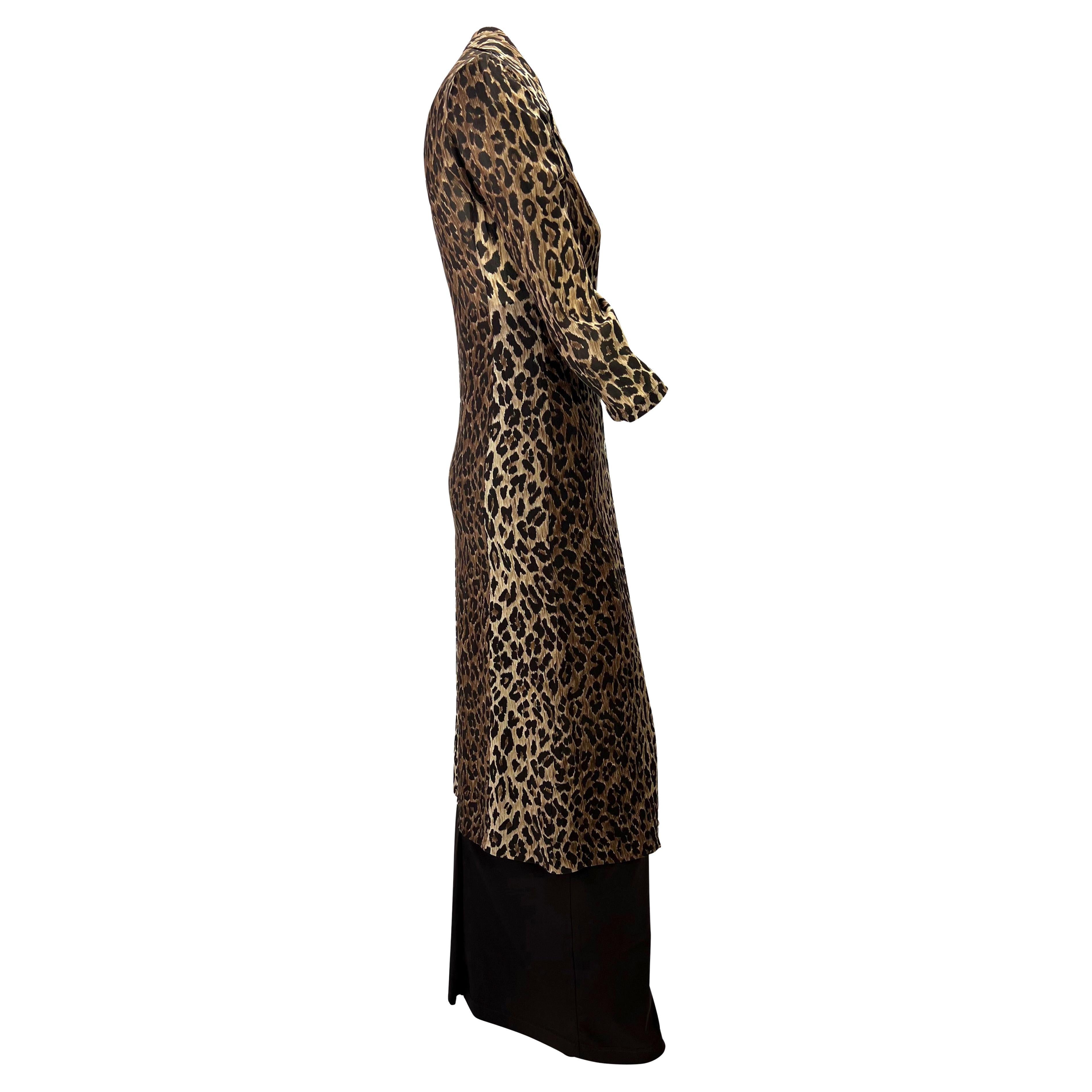 S/S 1997 Dolce & Gabbana Cheetah Print Sheer Cardigan High-Waisted Skirt Set For Sale 3