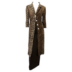 S/S 1997 Dolce & Gabbana Cheetah Print Sheer Cardigan High-Waisted Skirt Set