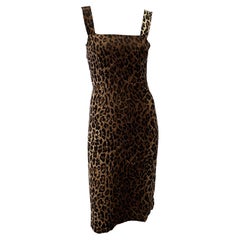 S/S 1997 Dolce & Gabbana Cheetah Print Silk Sleeveless Bodycon Pin-Up Dress