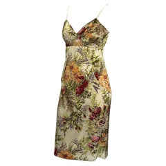 S/S 1997 Dolce & Gabbana Off-White Floral Satin Bralette Cutout Dress
