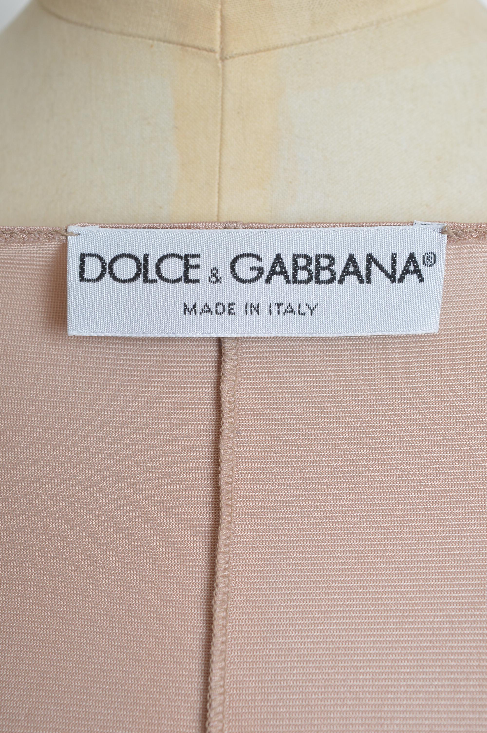 S/S 1997 Dolce & Gabbana Peach Nude Naked Knee length Slip Dress For Sale 5