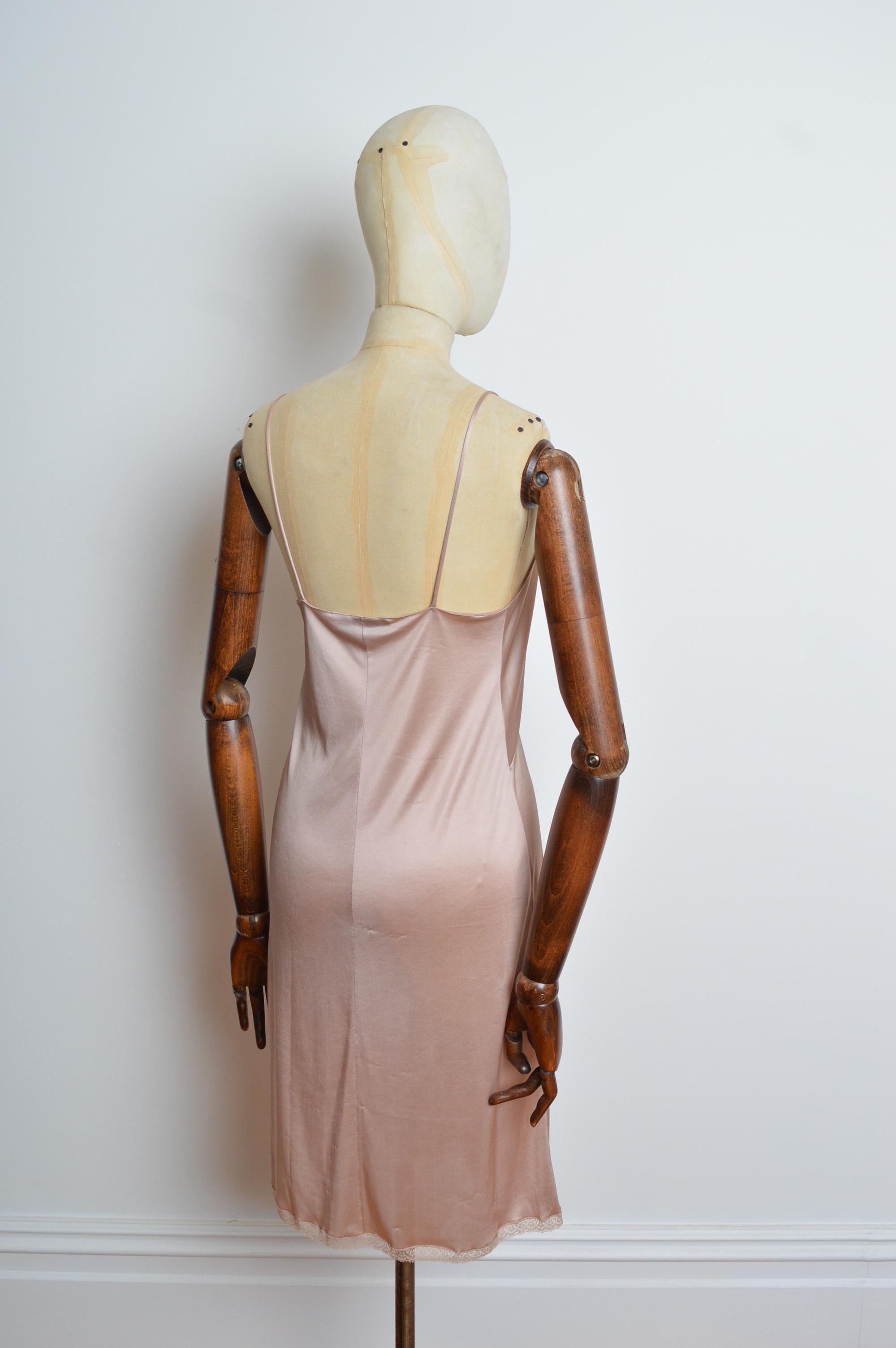 S/S 1997 Dolce & Gabbana Peach Nude Naked Knee length Slip Dress For Sale 6