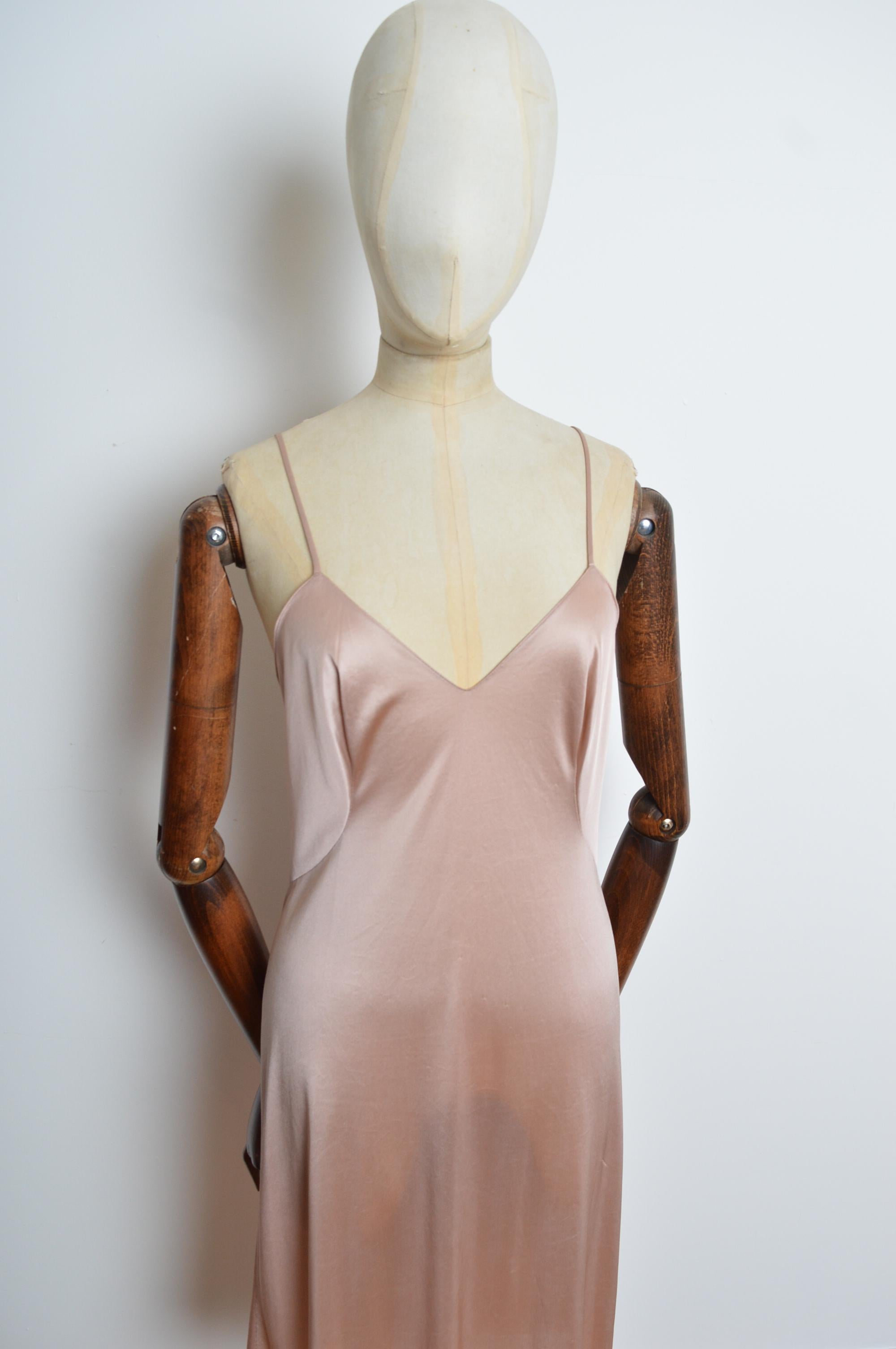 Beige S/S 1997 Dolce & Gabbana Peach Nude Naked Knee length Slip Dress For Sale
