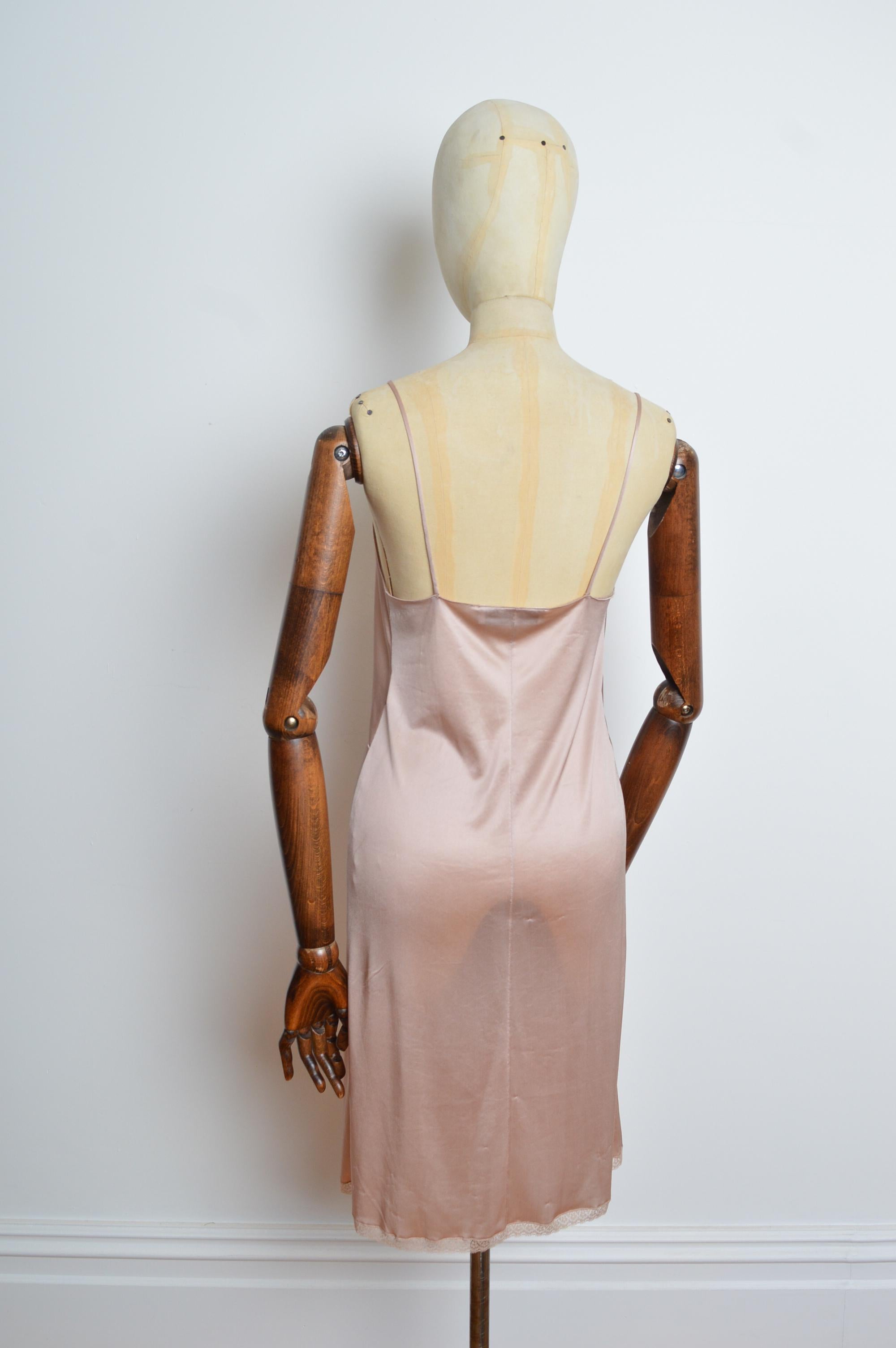 S/S 1997 Dolce & Gabbana Peach Nude Naked Knee length Slip Dress For Sale 1
