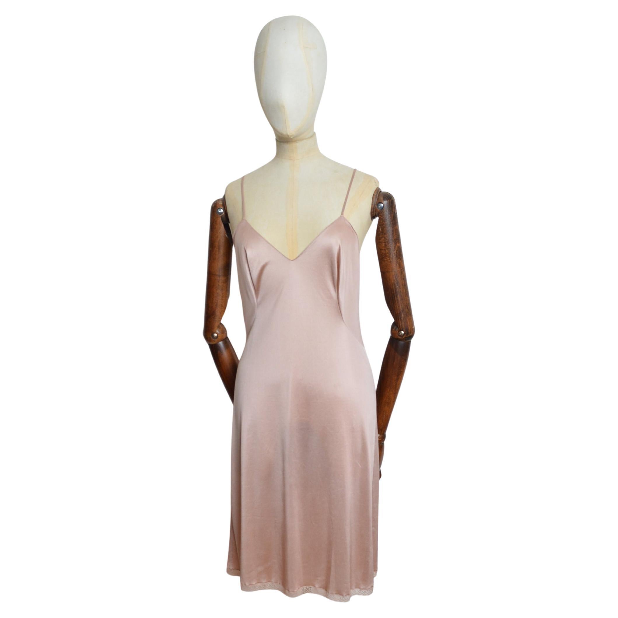 S/S 1997 Dolce & Gabbana Peach Nude Naked Knee length Slip Dress For Sale