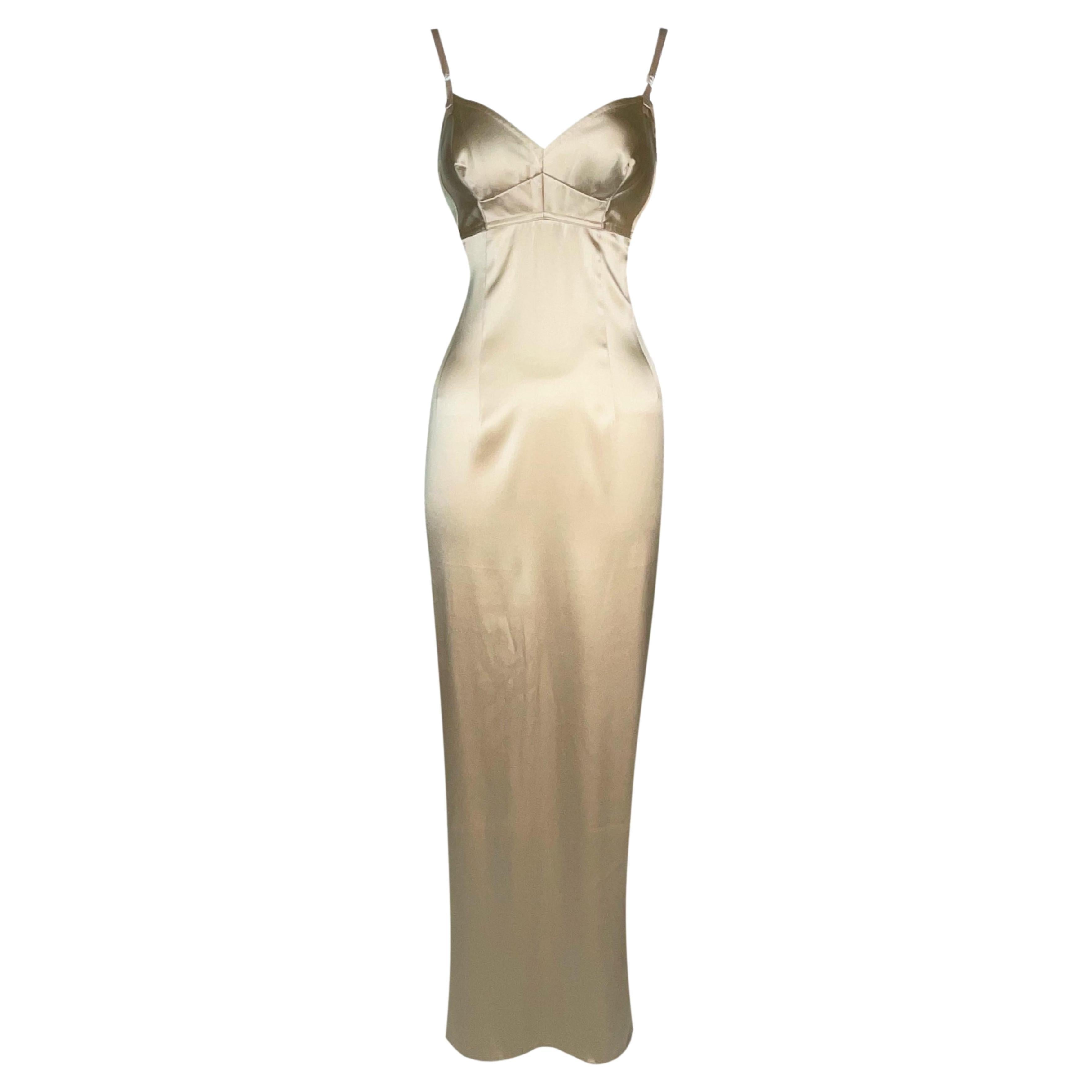 S/S 1997 Dolce & Gabbana Pin-Up Nude Champagne Lingerie Slip Dress
