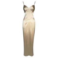 S/S 1997 Dolce & Gabbana Pin-Up Nude Champagne Lingerie Slip Dress