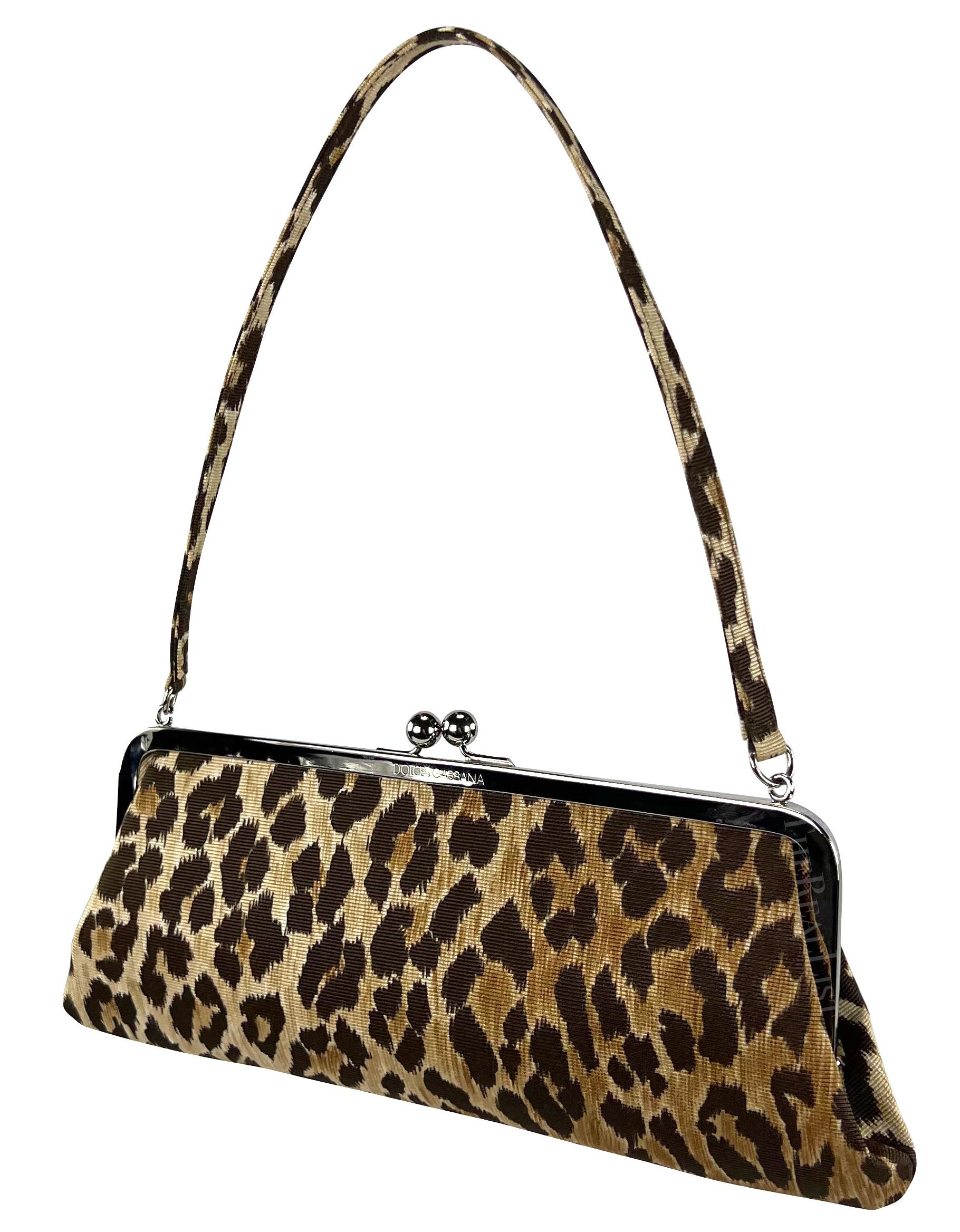 S/S 1997 Dolce & Gabbana Runway Cheetah Print Fabric Evening Shoulder Bag In Excellent Condition In West Hollywood, CA