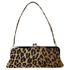 Vintage S/S 1997 Dolce & Gabbana Runway Cheetah Print Fabric Evening Shoulder Bag