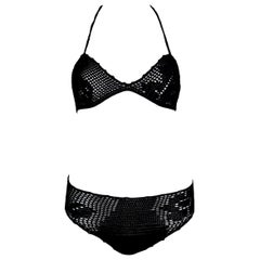 S/S 1997 Dolce & Gabbana Sheer Black Crochet Bikini Swimwear