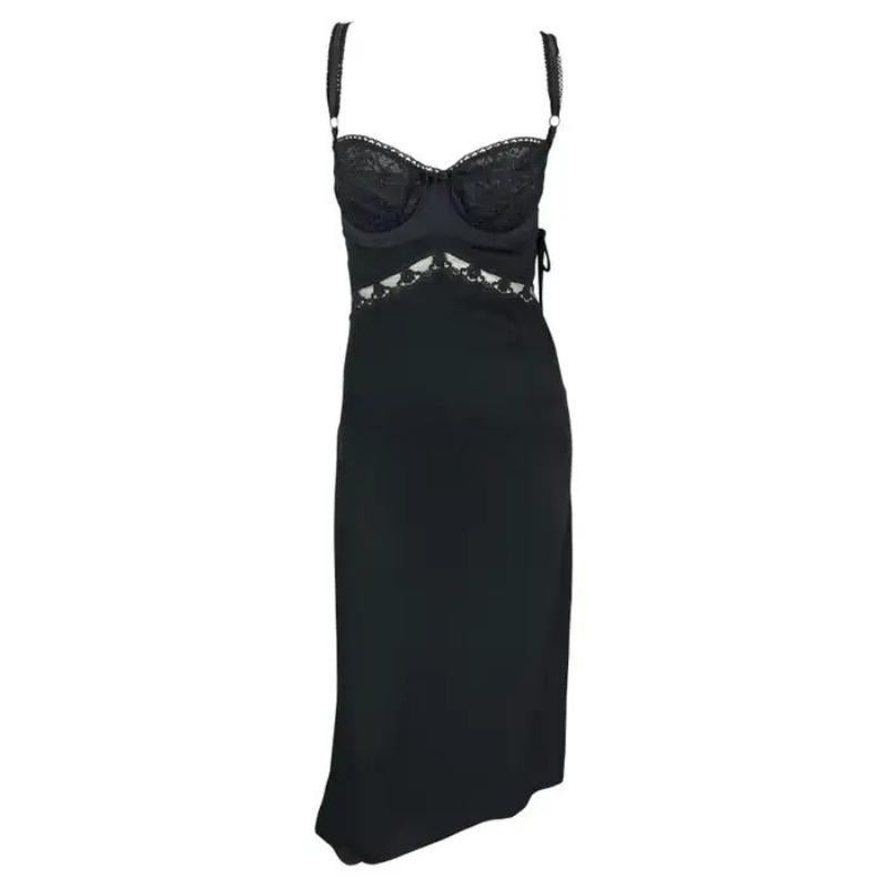 Dolce & Gabbana - Robe bustier en dentelle noire transparente à découpes extensibles, printemps-été 1997