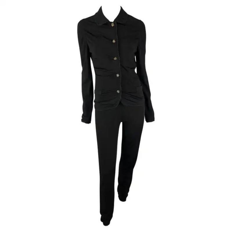 S/S 1997 Gianni Versace Black Scalloped Stretch Medusa Pant Set