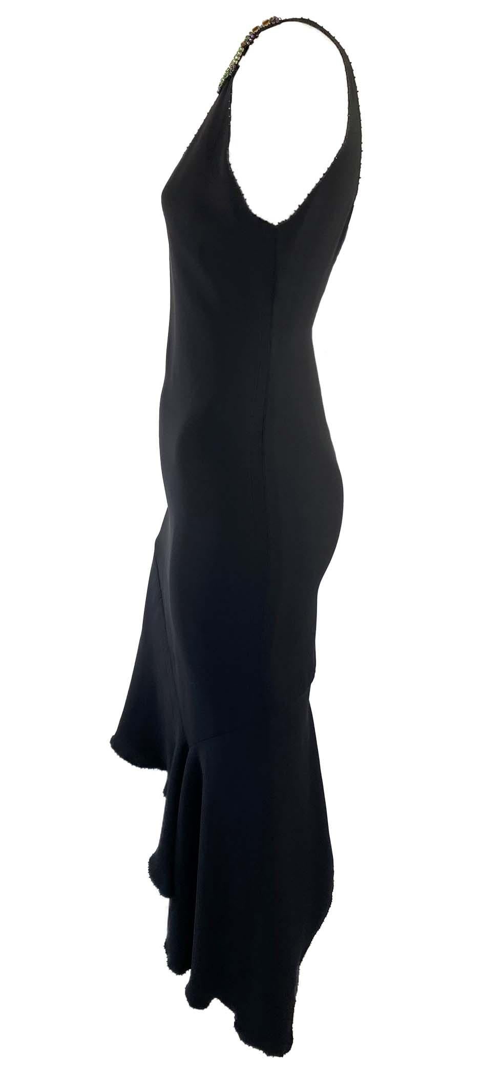 S/S 1997 - Gianni Versace Couture - Robe noire à manches longues avec perles et strass Bon état - En vente à West Hollywood, CA