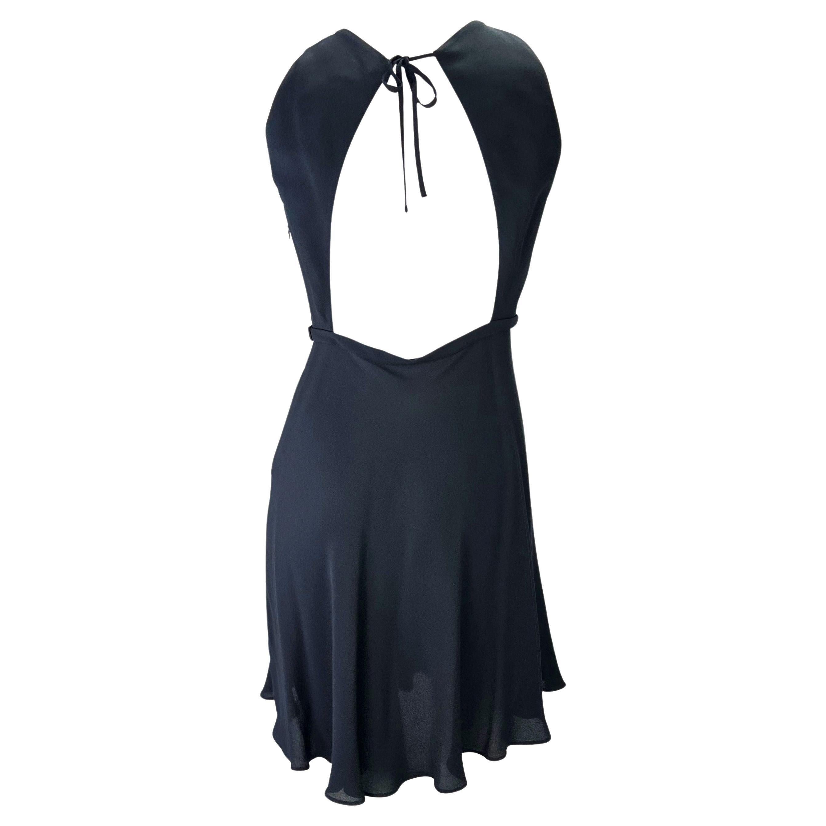 P/E 1997 Gianni Versace Couture Runway Ad Navy Silk Backless Tie Flare Dress in vendita 3