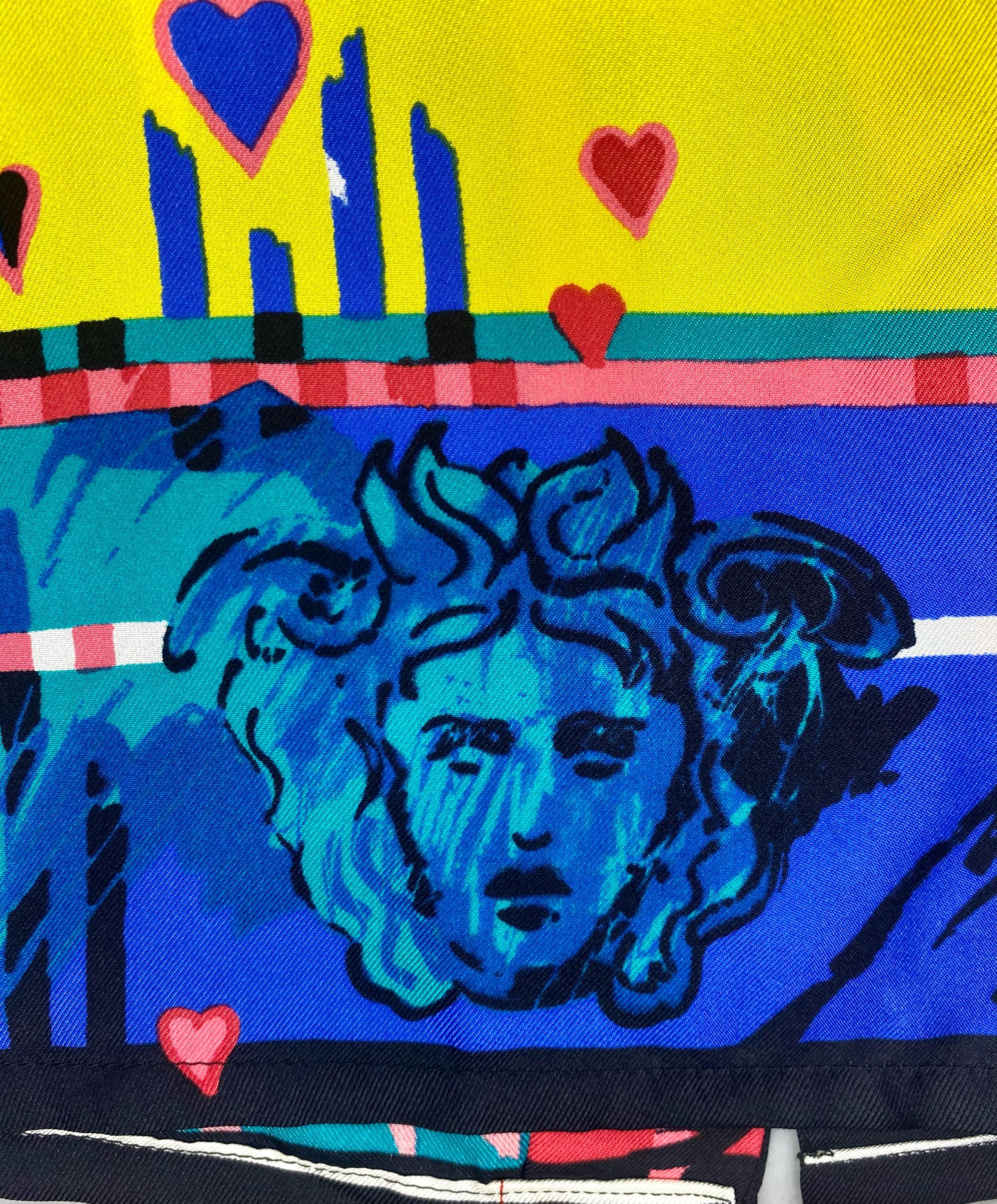 S/S 1997 Gianni Versace Couture Silk Medusa Pop Art Heart Print Mens Button Up en vente 2
