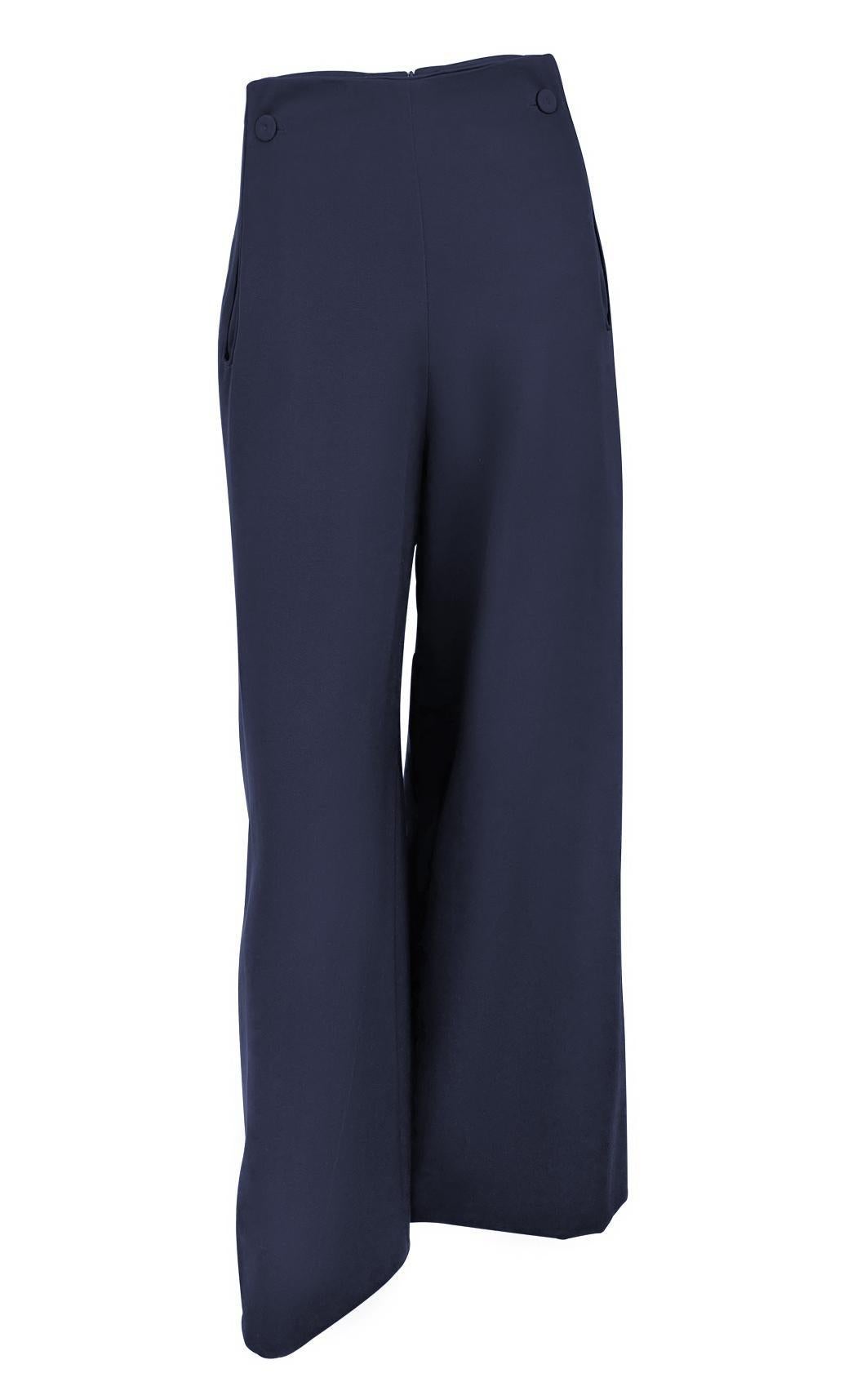 S/S 1997 Givenchy by John Galliano Pantalón largo recortado azul marino Negro en venta