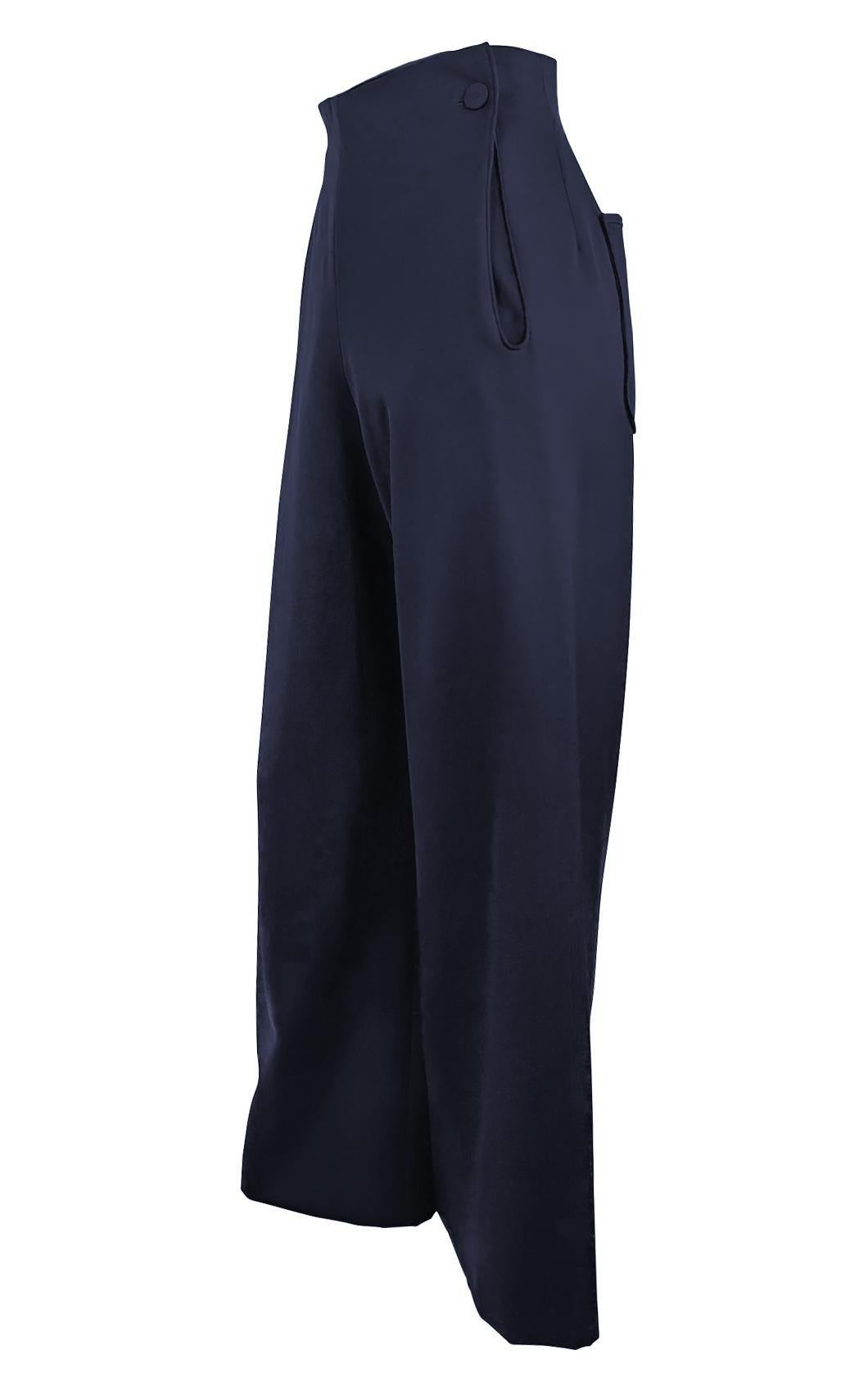 S/S 1997 Givenchy by John Galliano Pantalón largo recortado azul marino en Excelente estado para la venta en West Hollywood, CA