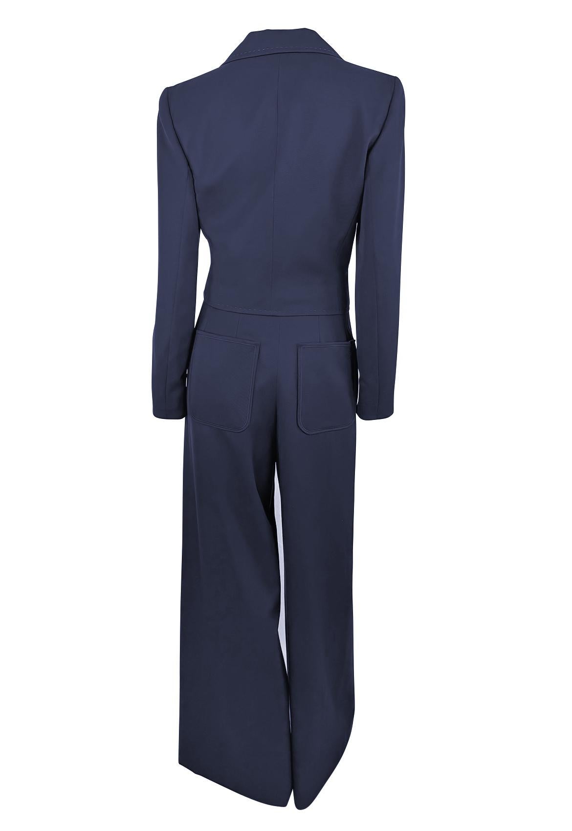 S/S 1997 Givenchy by John Galliano Pantalon court surdimensionné bleu marine Excellent état - En vente à West Hollywood, CA