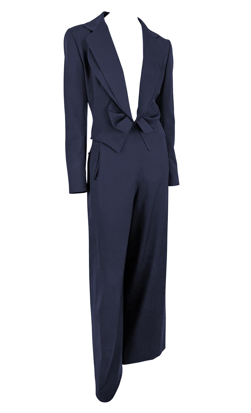 S/S 1997 Givenchy by John Galliano Pantalon court surdimensionné bleu marine en vente 1