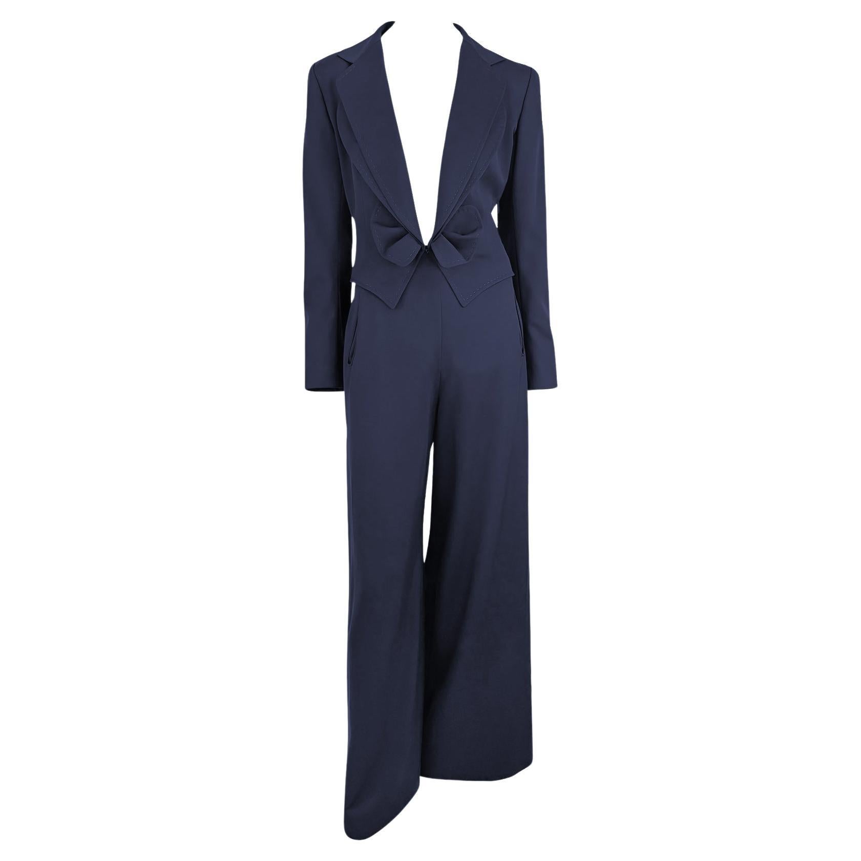 S/S 1997 Givenchy by John Galliano Pantalon court surdimensionné bleu marine en vente