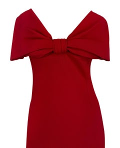S/S 1997 Givenchy by John Galliano Oversized Bow Plunging Red Dress