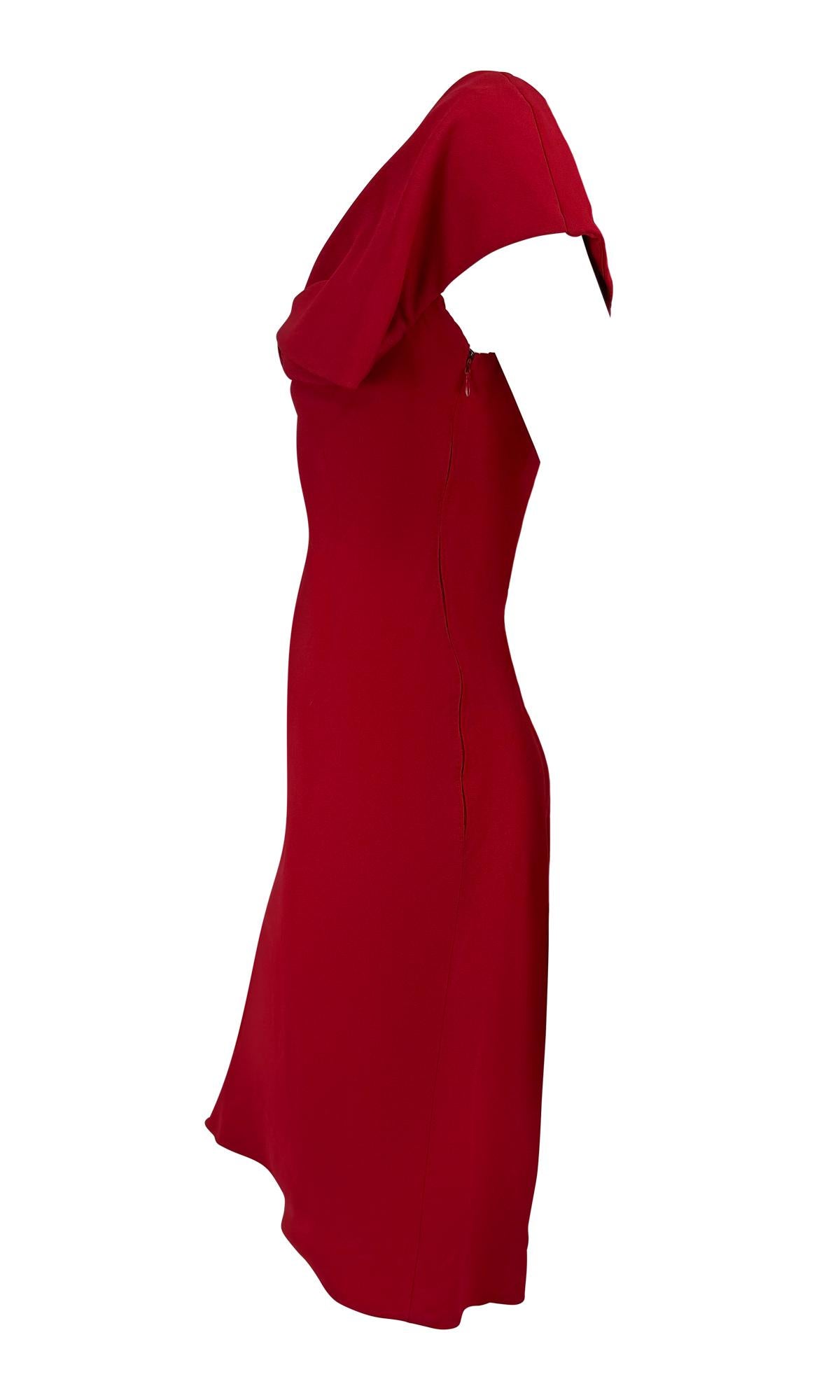 S/S 1997 Givenchy by John Galliano Vestido rojo con lazo de gran tamaño y gran escote en Bueno estado para la venta en West Hollywood, CA