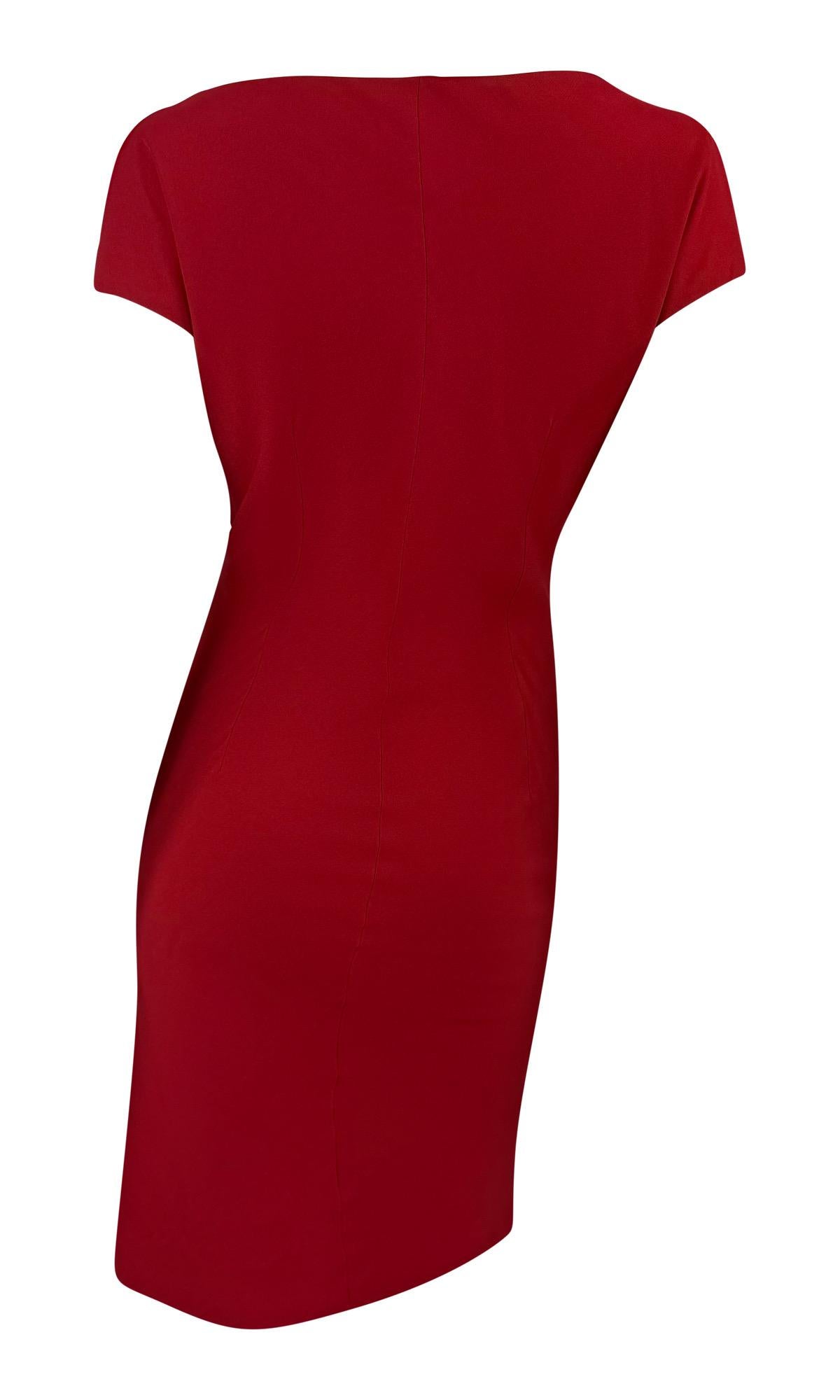 De las mujeres S/S 1997 Givenchy by John Galliano Vestido rojo con lazo de gran tamaño y gran escote en venta